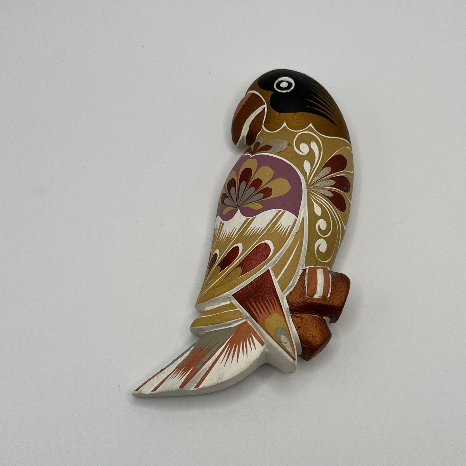 Vtg Colombian Mopa Mopa Wood Parrot Wall Hanging Barniz de Pasto Bird 5