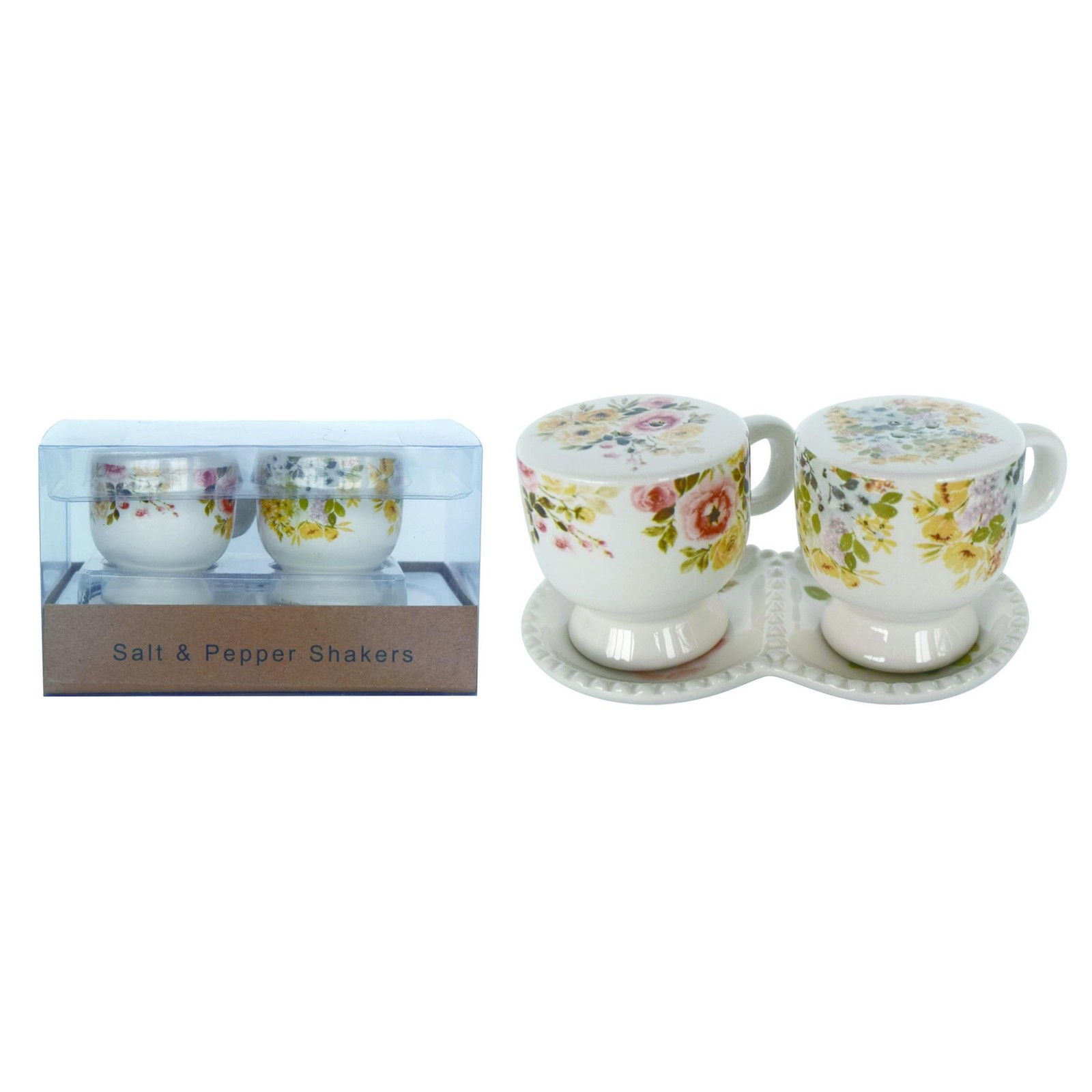 Transpac Transpac Ceramic 5.75 in. Teacup Salt and Pepper Shaker Set Multicolor Transpac Transpac Ceramic 5.75 in. Teacup Salt and Pepper Shaker Set Multicolor