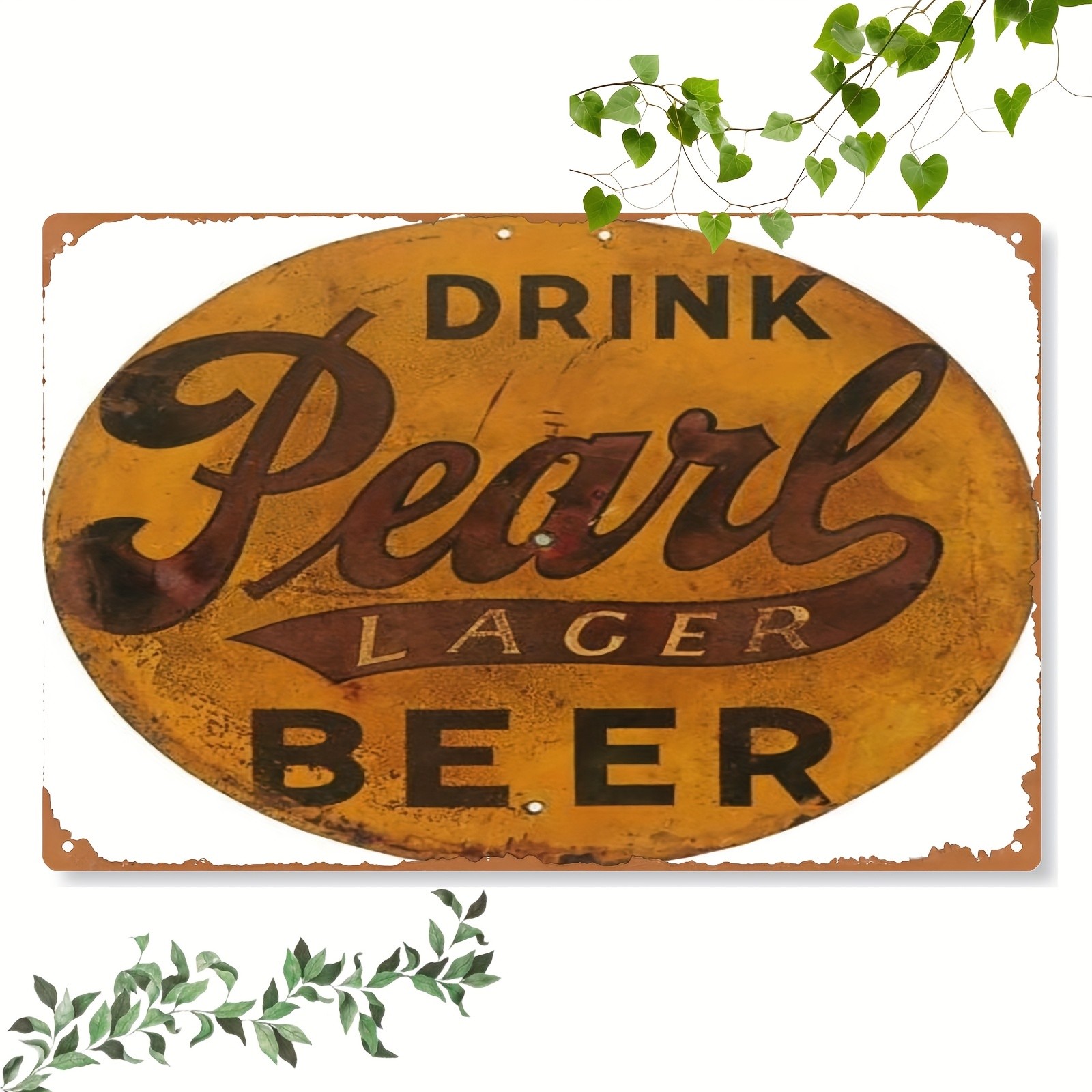Vintage Drink Pearl Lager Beer Hanging Tin Metal Signs Home Décor 8x12 