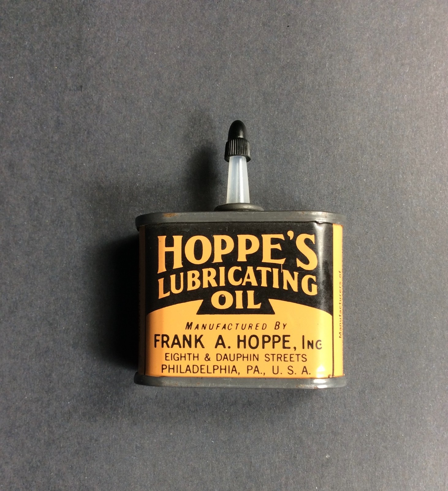 Old Vintage Hoppe\'s Lubricating Gun Oil Handy Oiler Advertising Tin 1 oz *Empty*