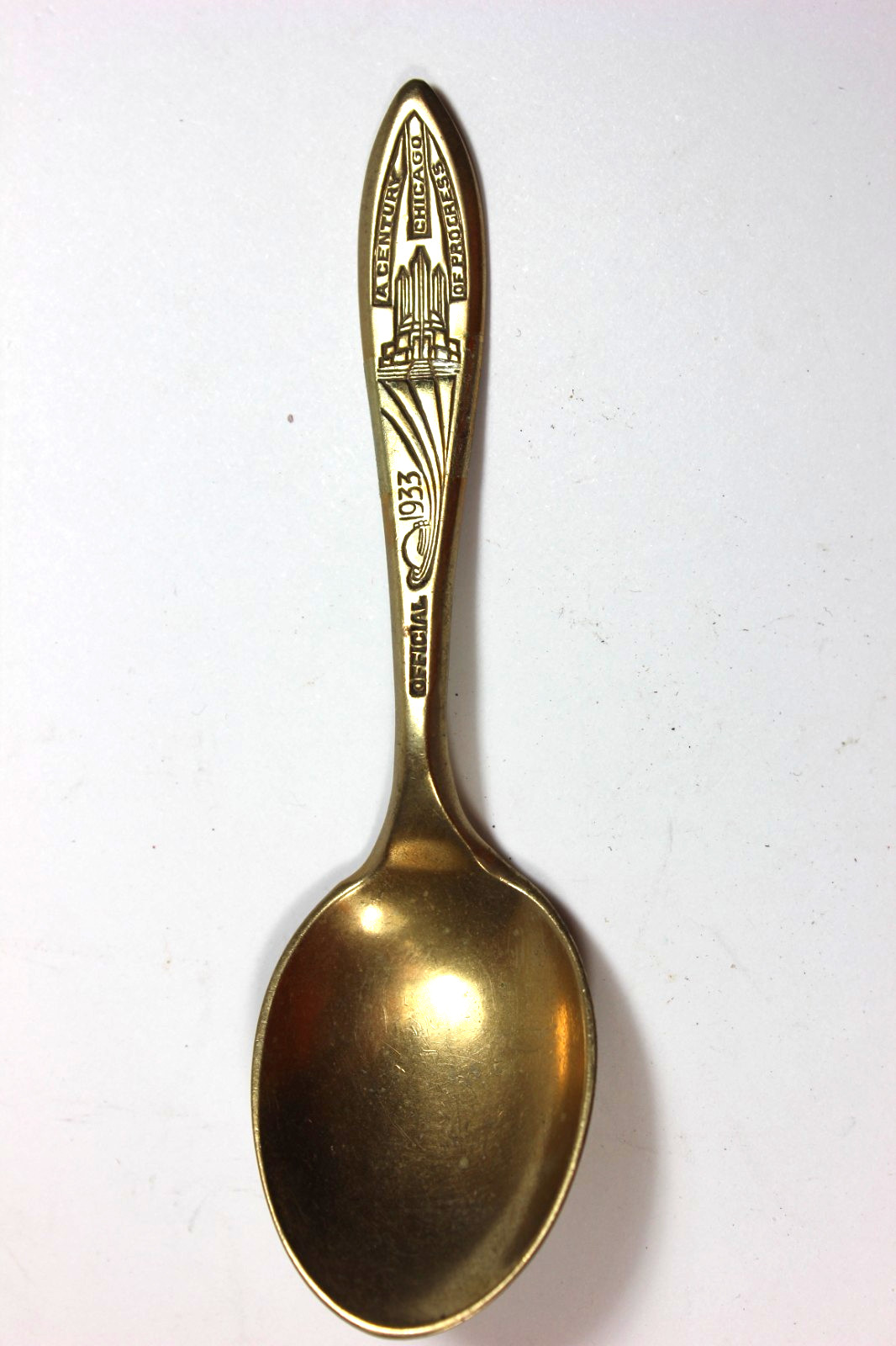 1933 Official Souvenir Spoon Century of Progress Chicago Worlds Fair - DRI GOLD