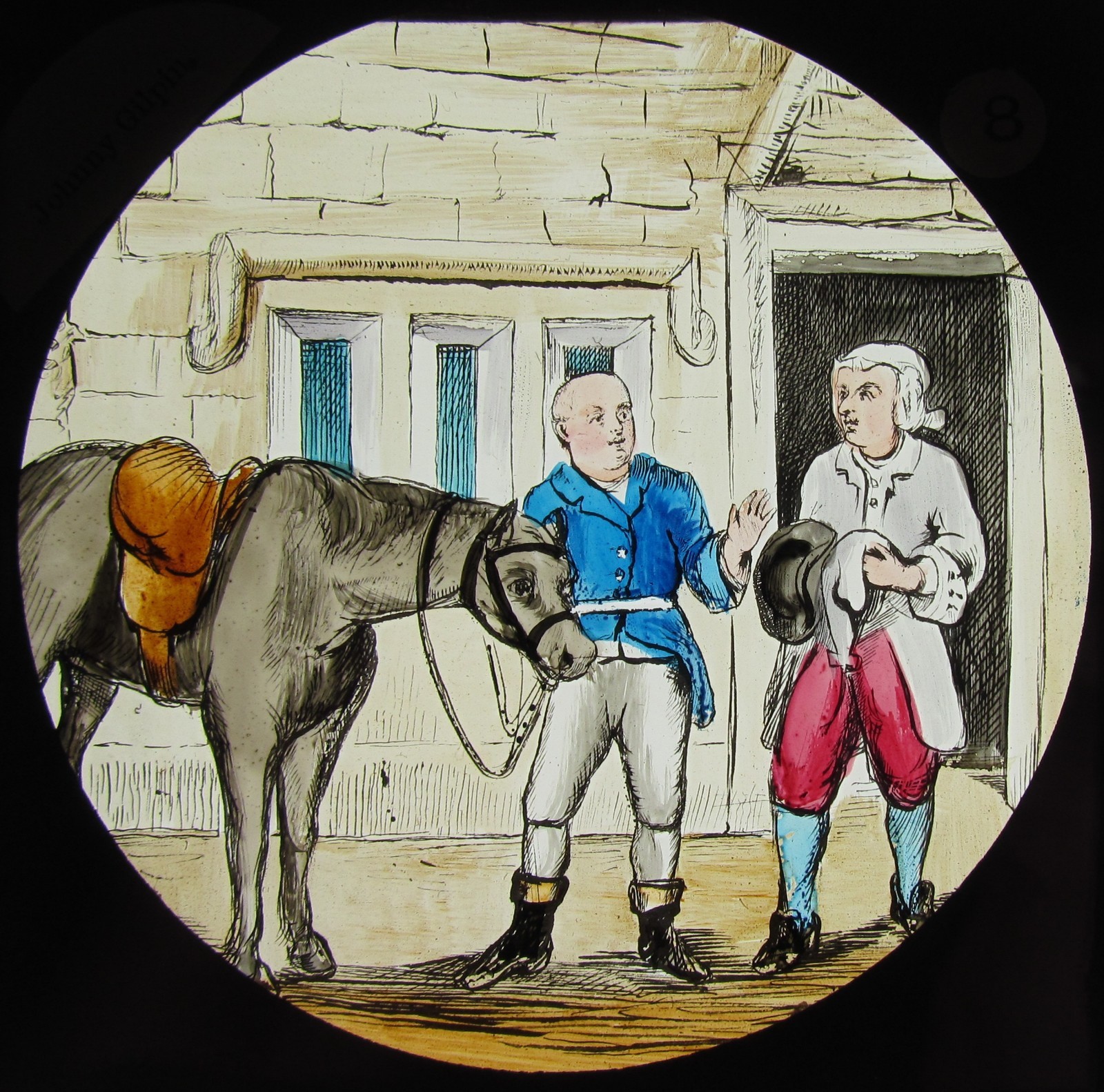 Glass Magic Lantern Slide JOHN GILPIN NO8 C1890 OLD DRAWING VICTORIAN TALE