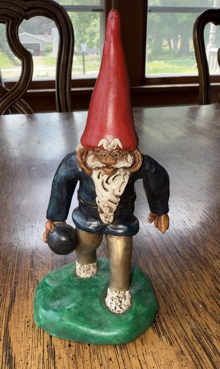 Bowling Gnome Figurine 6 Inches Tall