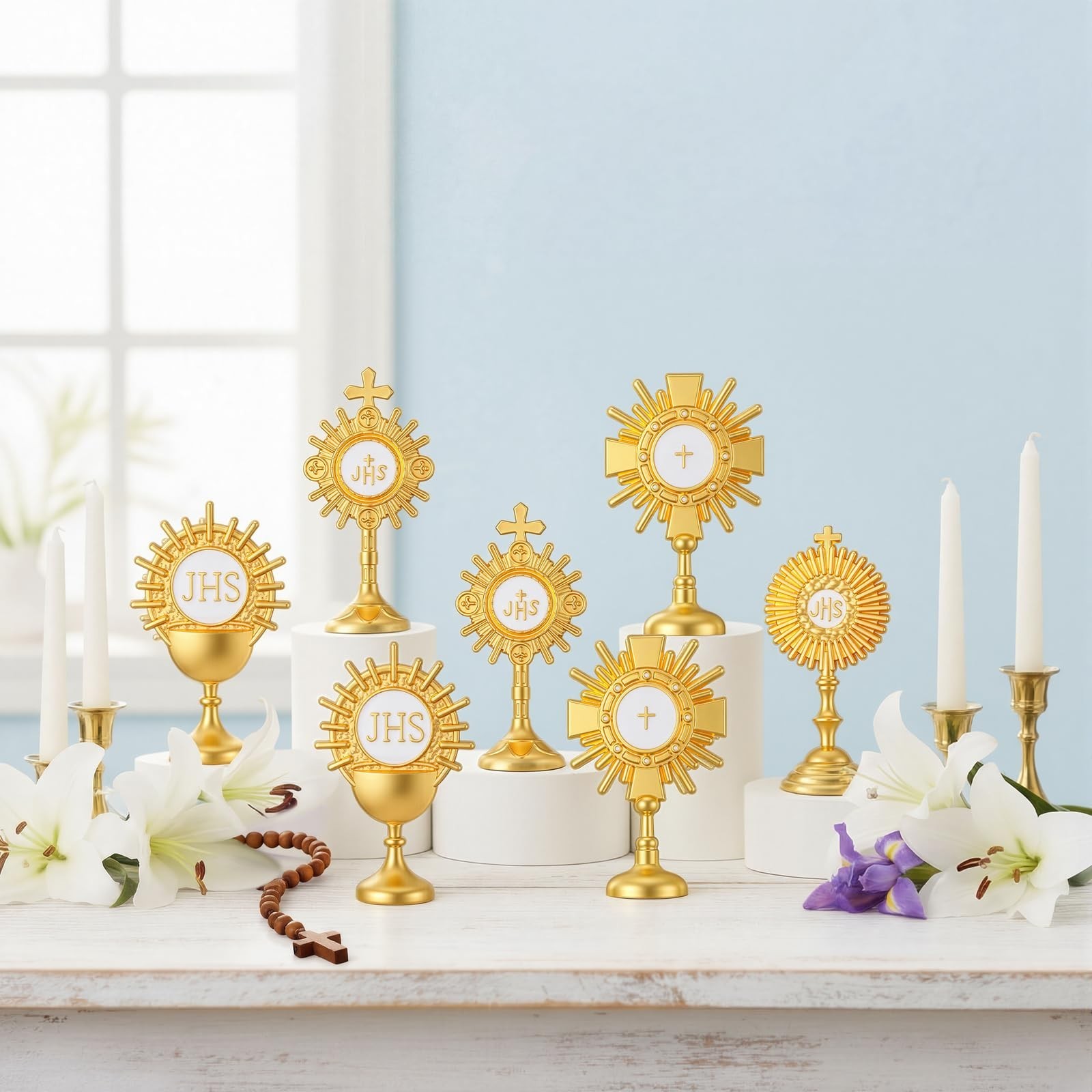 Bucherry 24 Pcs First Communion Table Decorations Metal Mini Jhs Monstrance F... Bucherry 24 Pcs First Communion Table Decorations Metal Mini Jhs Monstrance F...