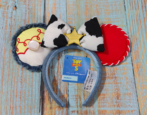 Genuine HongKong Disney Sheriff Jessie Cow Print Bow Minnie Ears Headband NEW