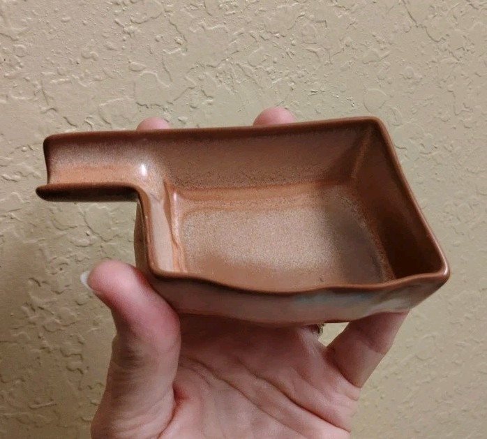 Frankoma Tan Clay Oklahoma Shaped Individual Size Trinket Dish/Ashtray Post 1950