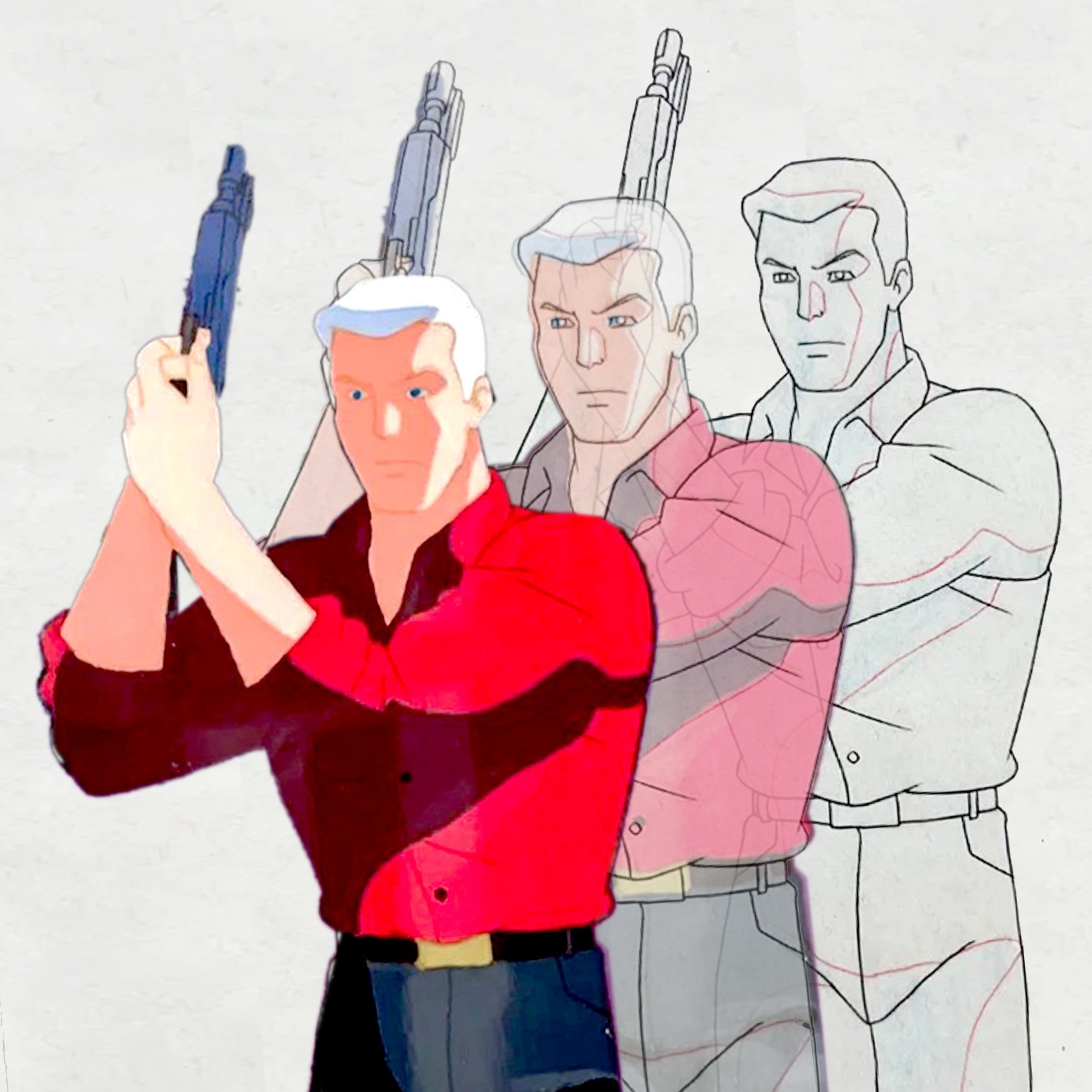 RARE MATCHING Production Animation CEL & SKETCH | 90's Jonny Quest / Race Bannon RARE MATCHING Production Animation CEL & SKETCH | 90's Jonny Quest / Race Bannon