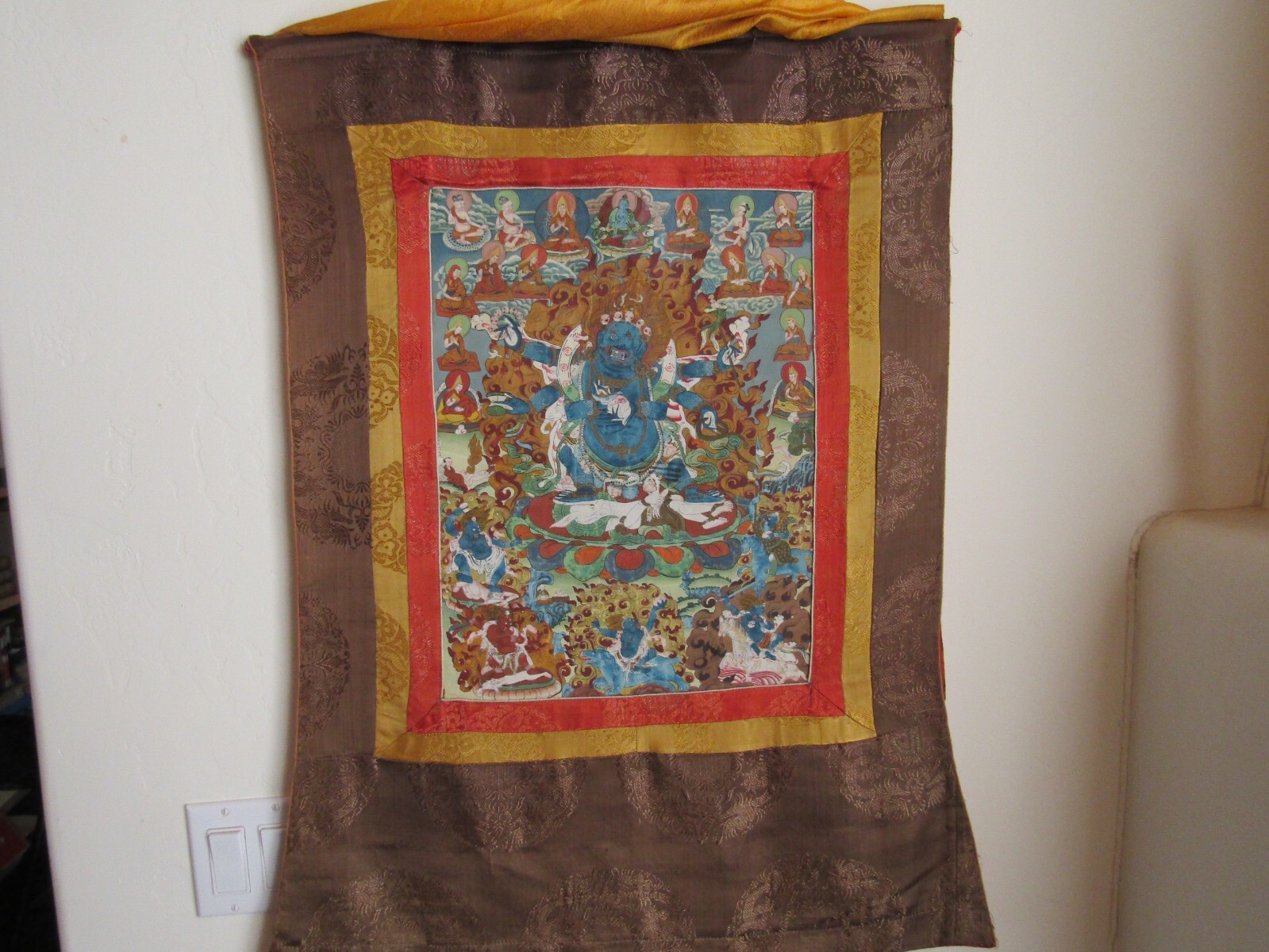Complex/Detailed Vintage Nepalese Thanka (Kathmandu, Nepal) Overall 34\ Complex/Detailed Vintage Nepalese Thanka (Kathmandu, Nepal) Overall 34\