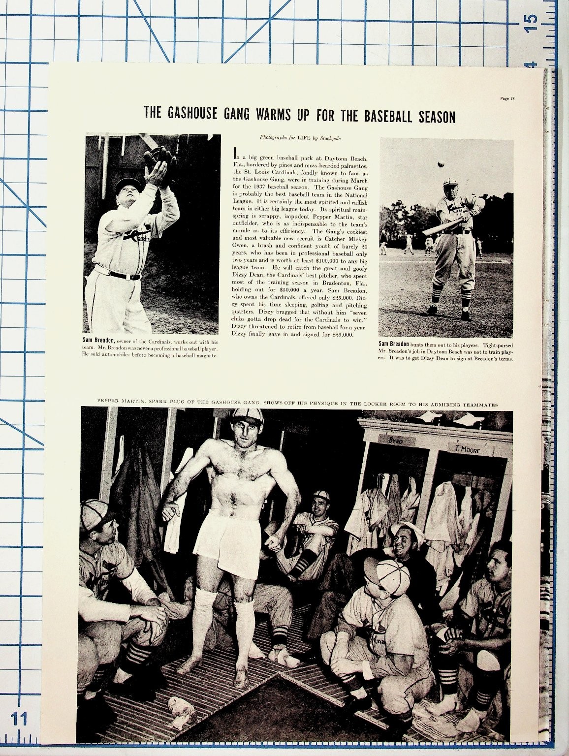 1930s St. Louis Cardinals Gas House Gang Baseball Magazine Article Dizzy Dean