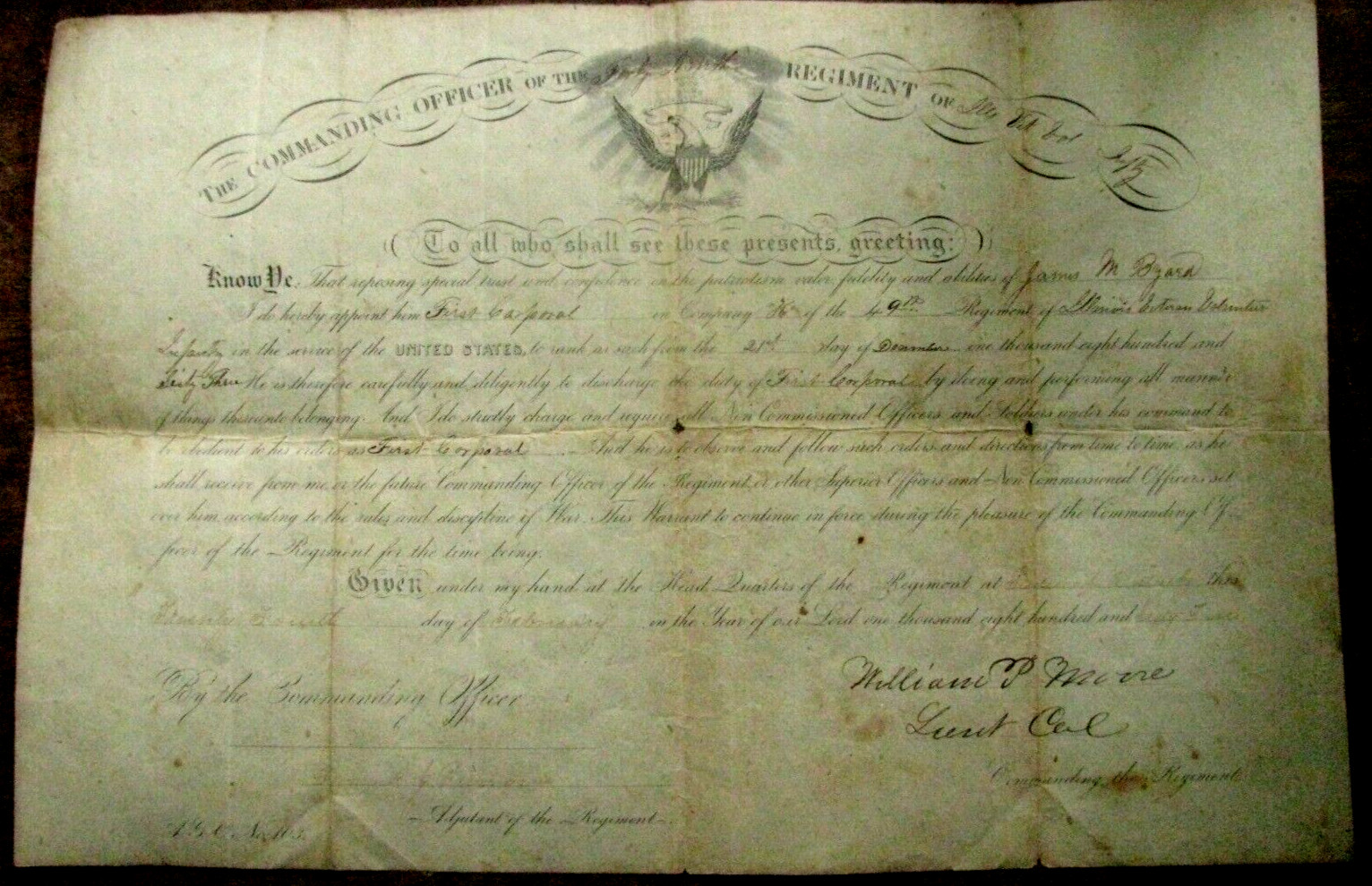 CIVIL WAR PADUCAH KENTUCKY 49th ILLINOIS COMMISSION 1865 CIVIL WAR PADUCAH KENTUCKY 49th ILLINOIS COMMISSION 1865