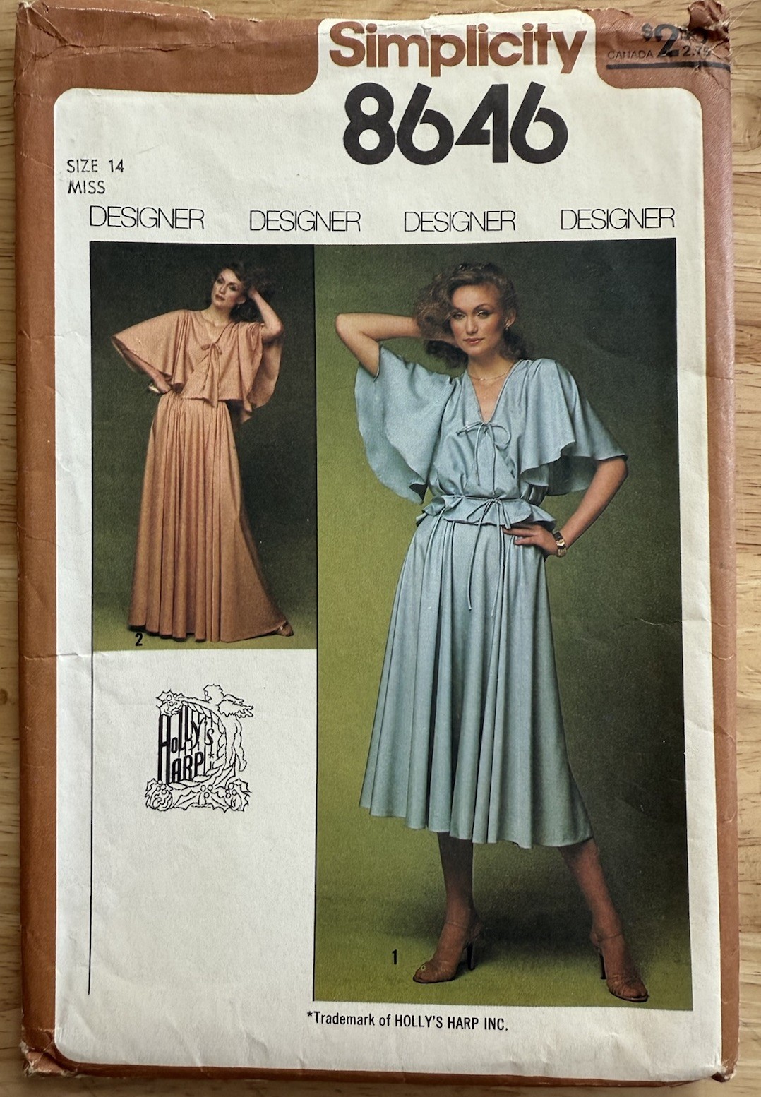 VTG SIMPLICITY PATTERN 8646 MISS Misses’ Pullover 2-piece Dress & Tie Belt Sz 14