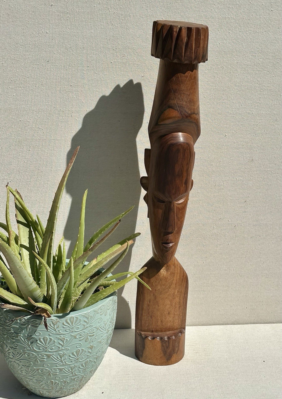 Vintage Tiki Lounge Wood Carving Head South Seas Fiji Tahiti