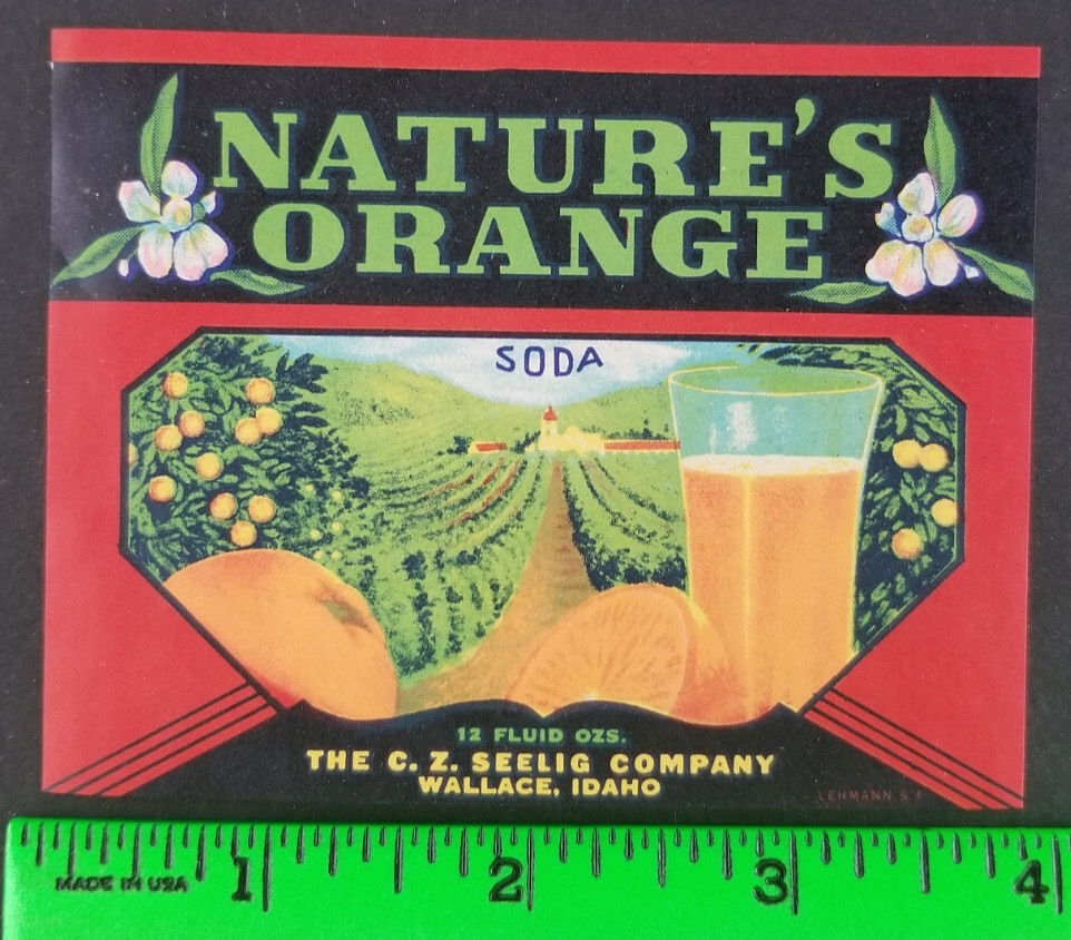 Vintage Nature's Orange Soda Drink Label Card