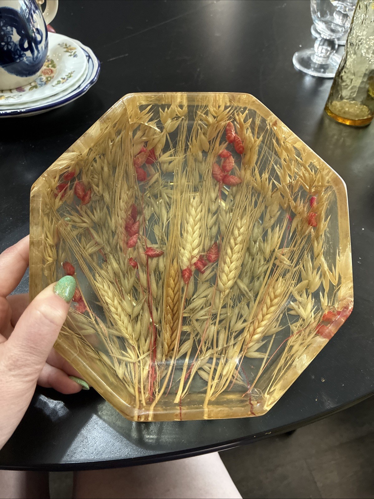 Vintage Riccardo Marzi Italy Resin Octagon Bowl Wheat In Red Italian Artisan 7\