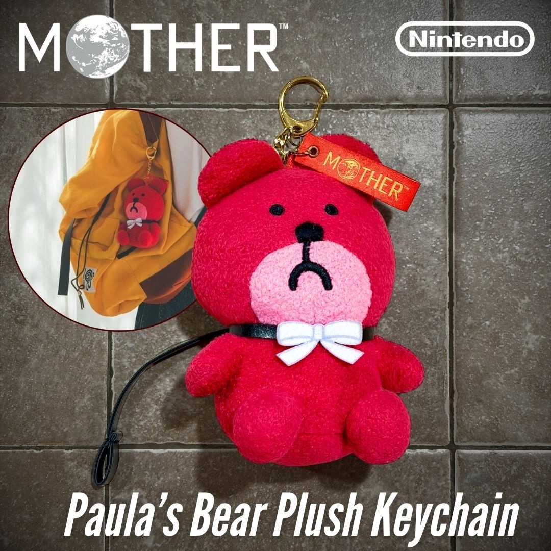 Authentic EarthBound Mother Paulas Teddy Bear Plush Mascot Keychain Official NEW