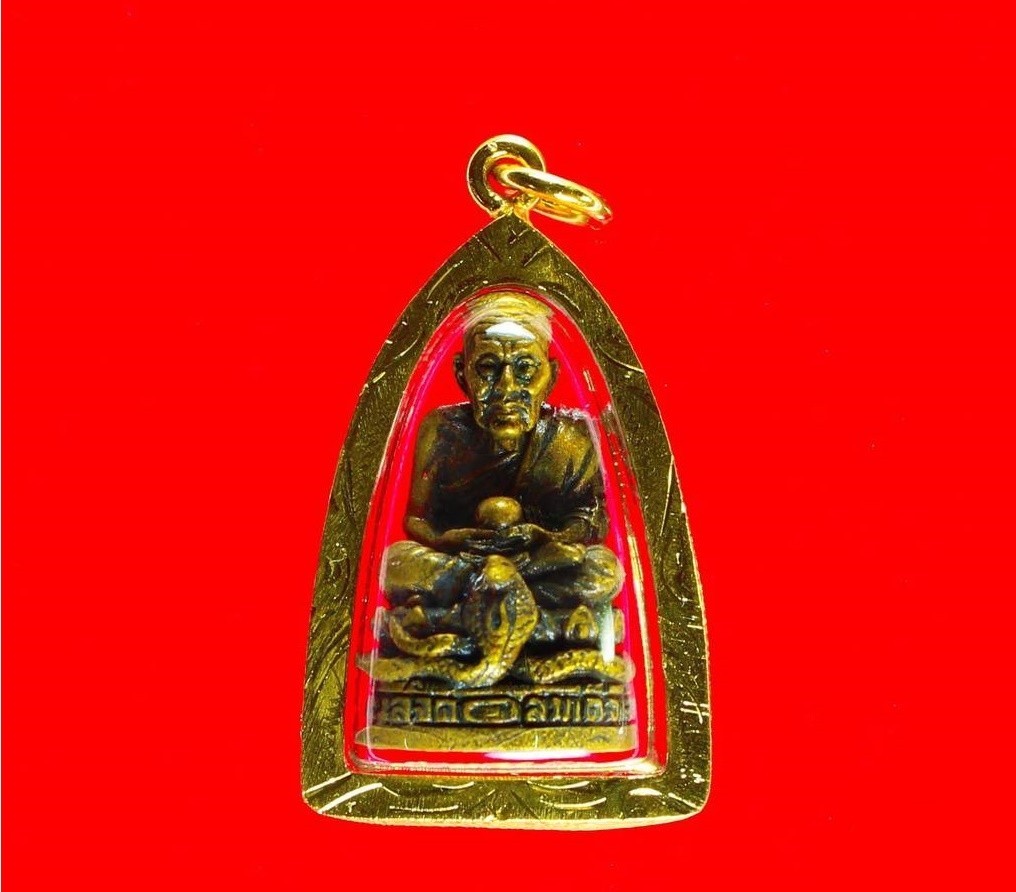 Powerful LP Thuat Amulet Wat Phako Protection Success Buddha Brass Gold Pendant