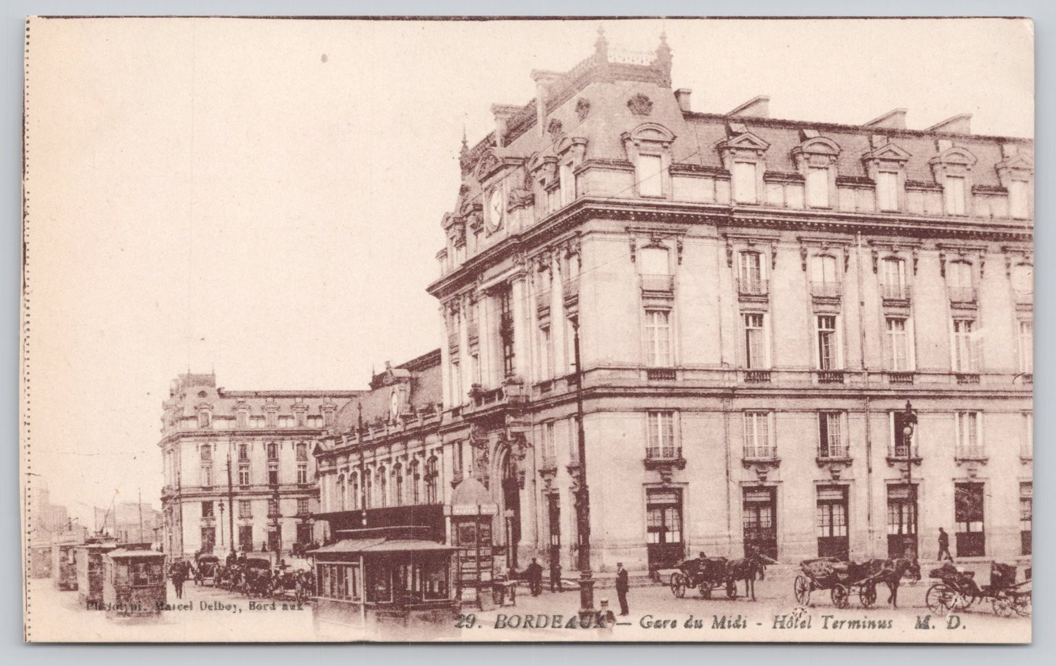 Bordeaux Gare du Midi & Hotel Terminus France Postcard c1900s Marcel Delboy