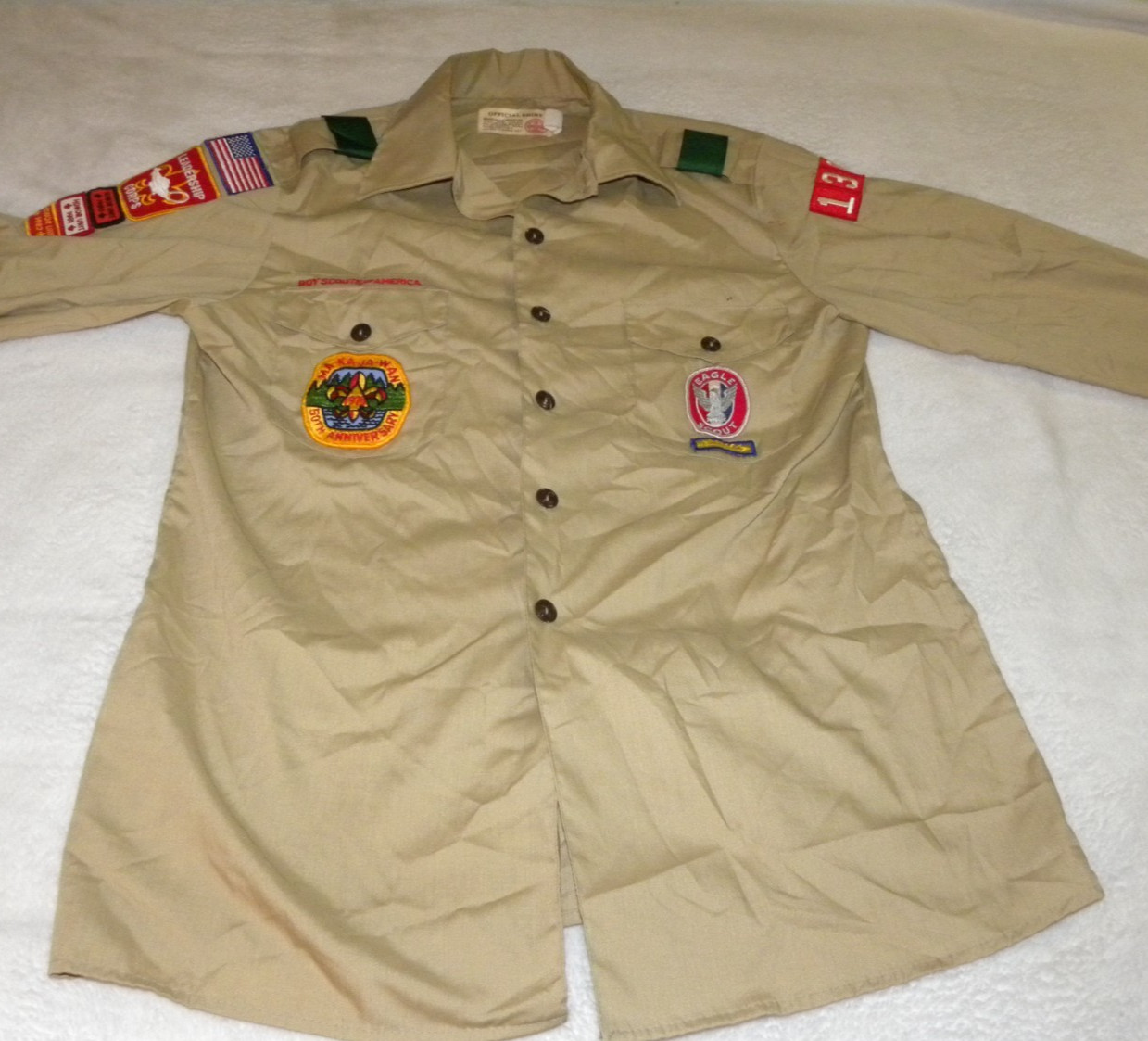 Vintage 1979–82 Boy Scouts of America Uniform Shirt Troop 138-Ma‑Ka‑Ja‑Wan 50th