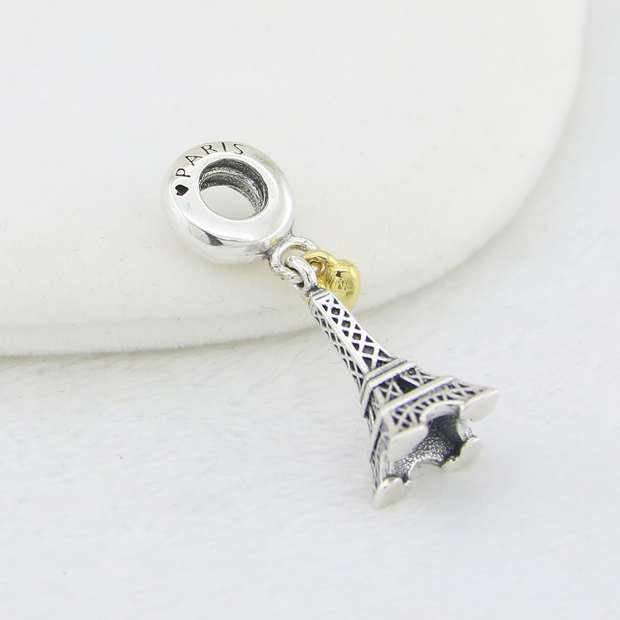 France Paris Eiffel Tower Golden Heart Pandora Charm Vocation & Travel Summer