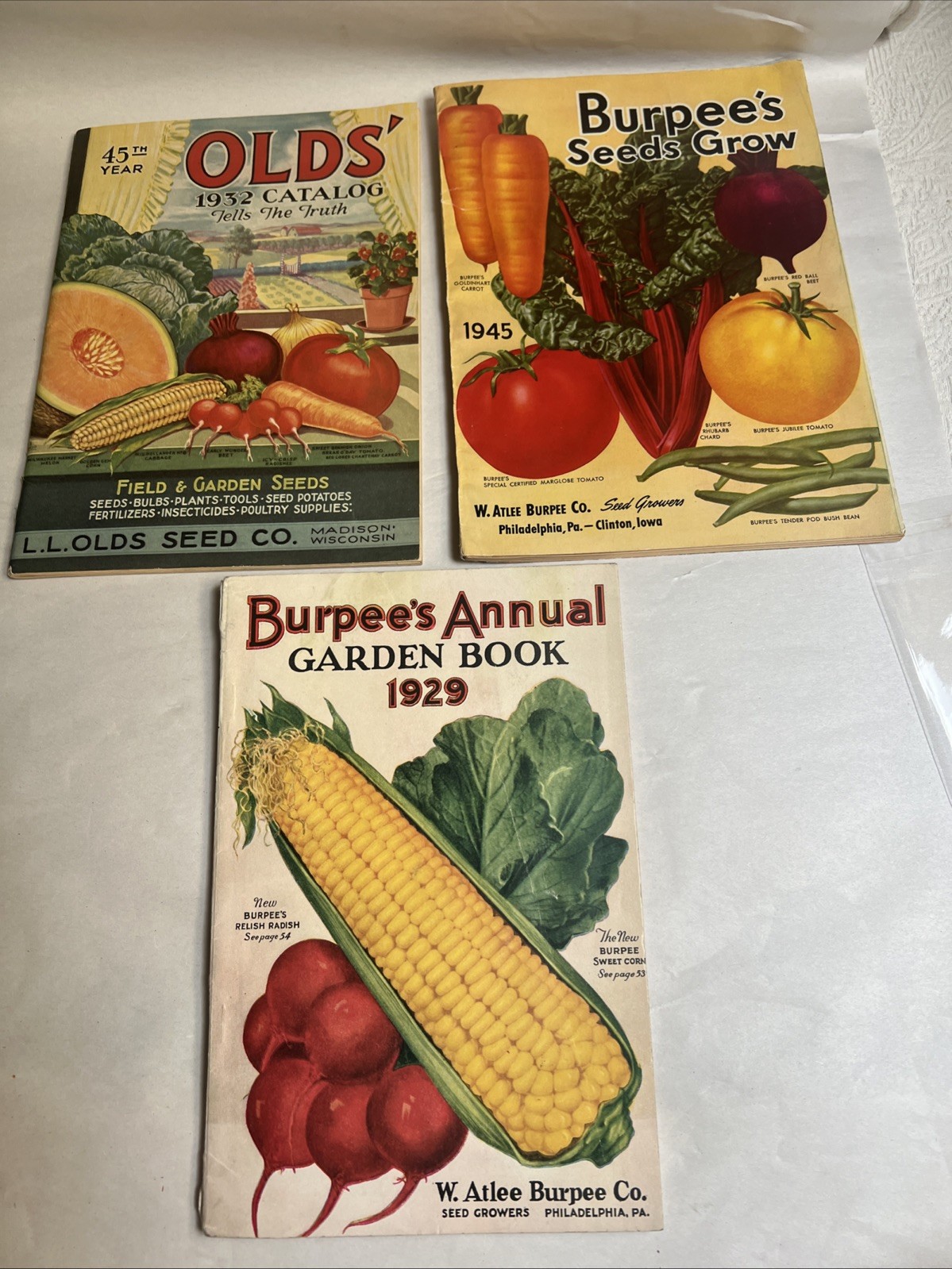 3 Original Antique Burpee's & Old's Seed Catalog 1929, 1932, 1945  #H