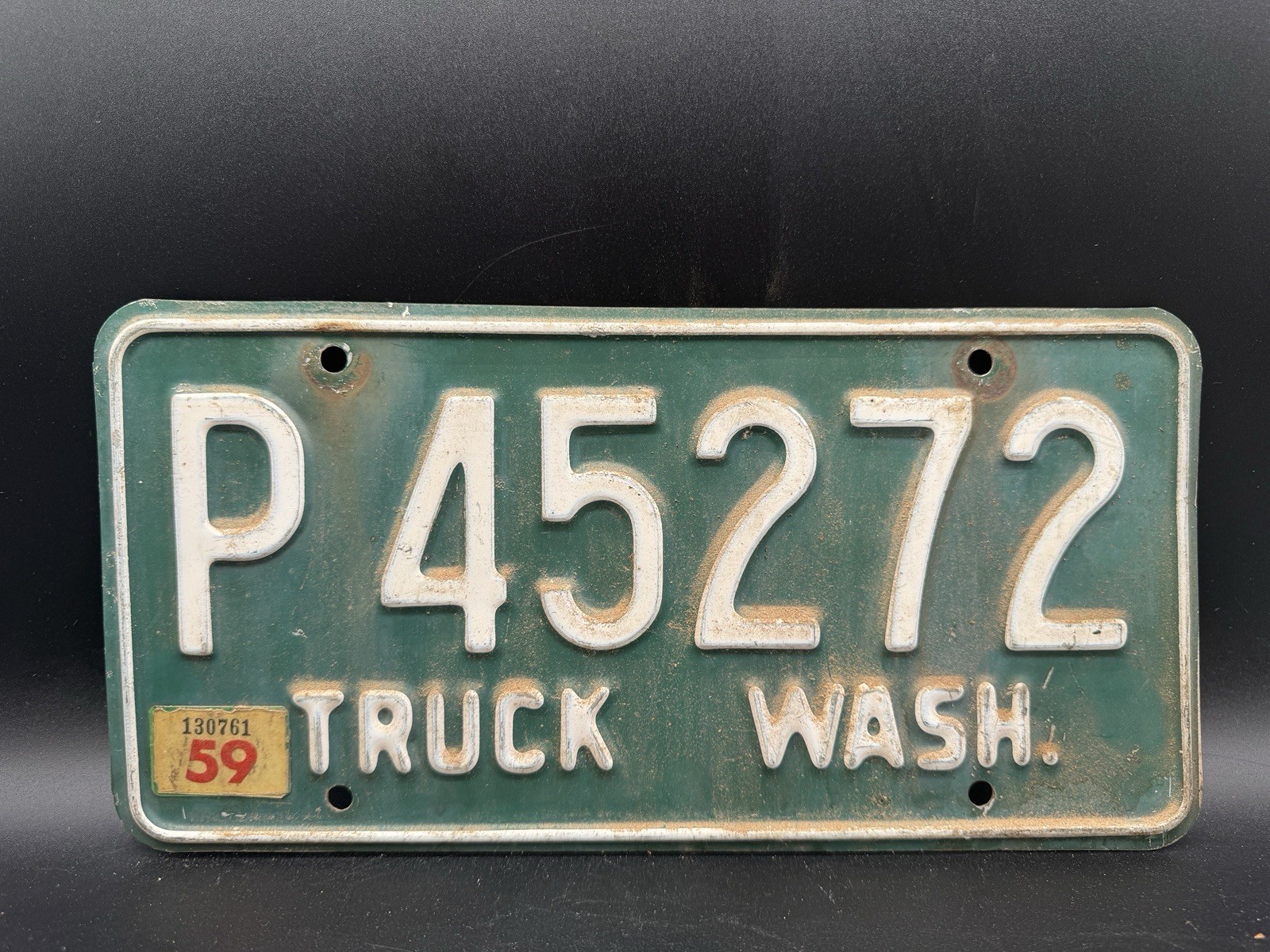 Vintage Original 1959 Washington State Truck License Plate Tag # P45272