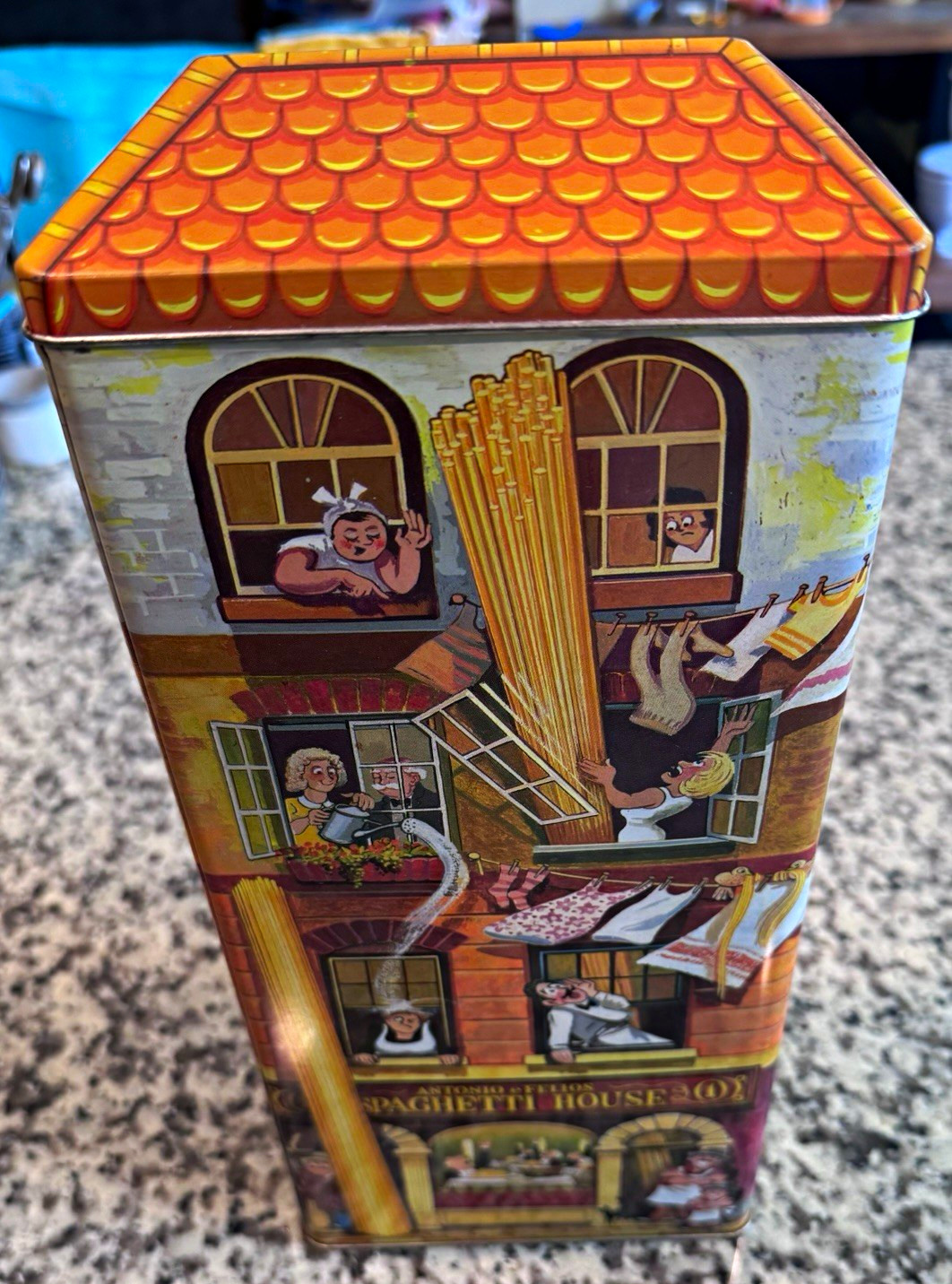 Luigi's Spaghetti Restaurant House-Shaped Tin Canister 