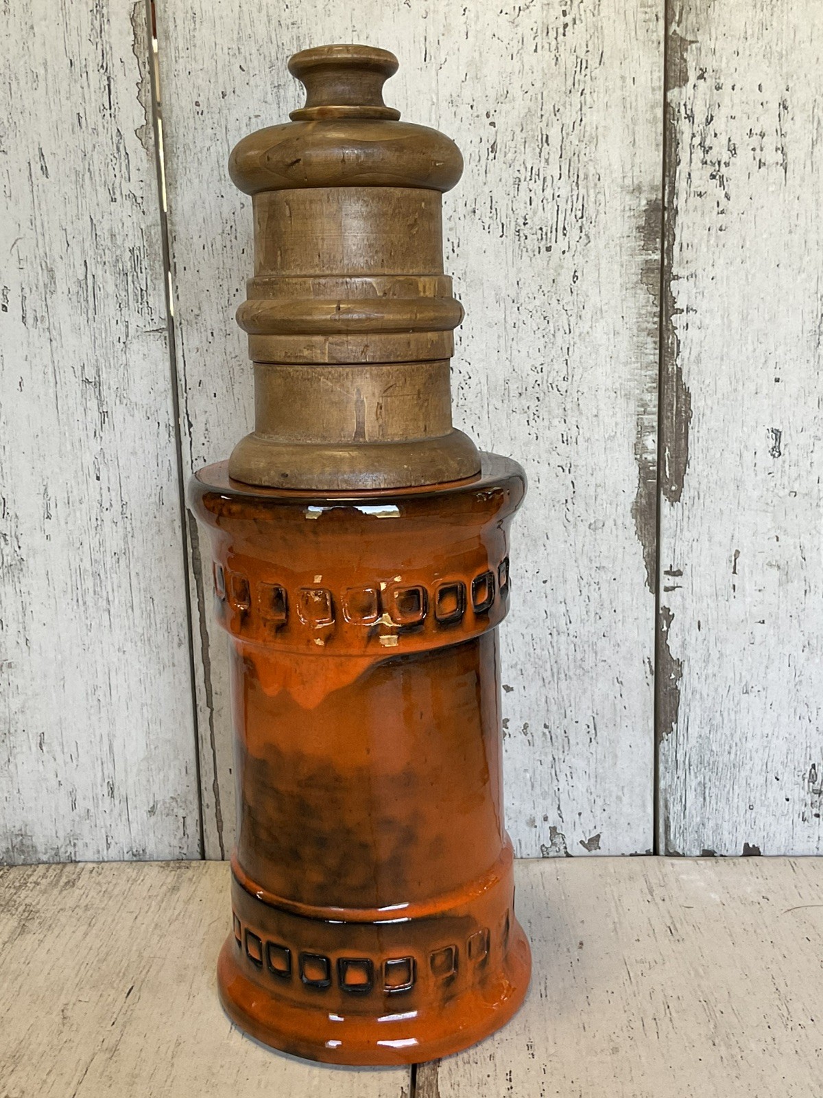 RARE Vintage Bagni  Raymor Pottery_MCM Lidded Canister  14”X 5.5” made in Italy 