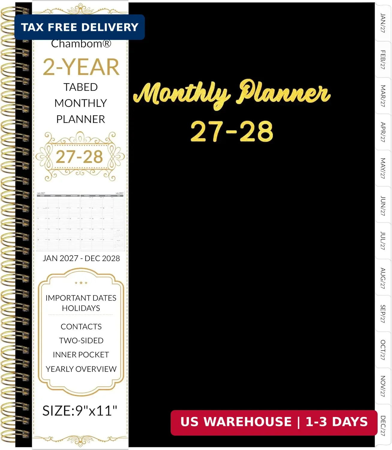 2027-2028 Monthly Planner, 2 Year Monthly Planner/Calendar 2027-2028, Jan 2027 -