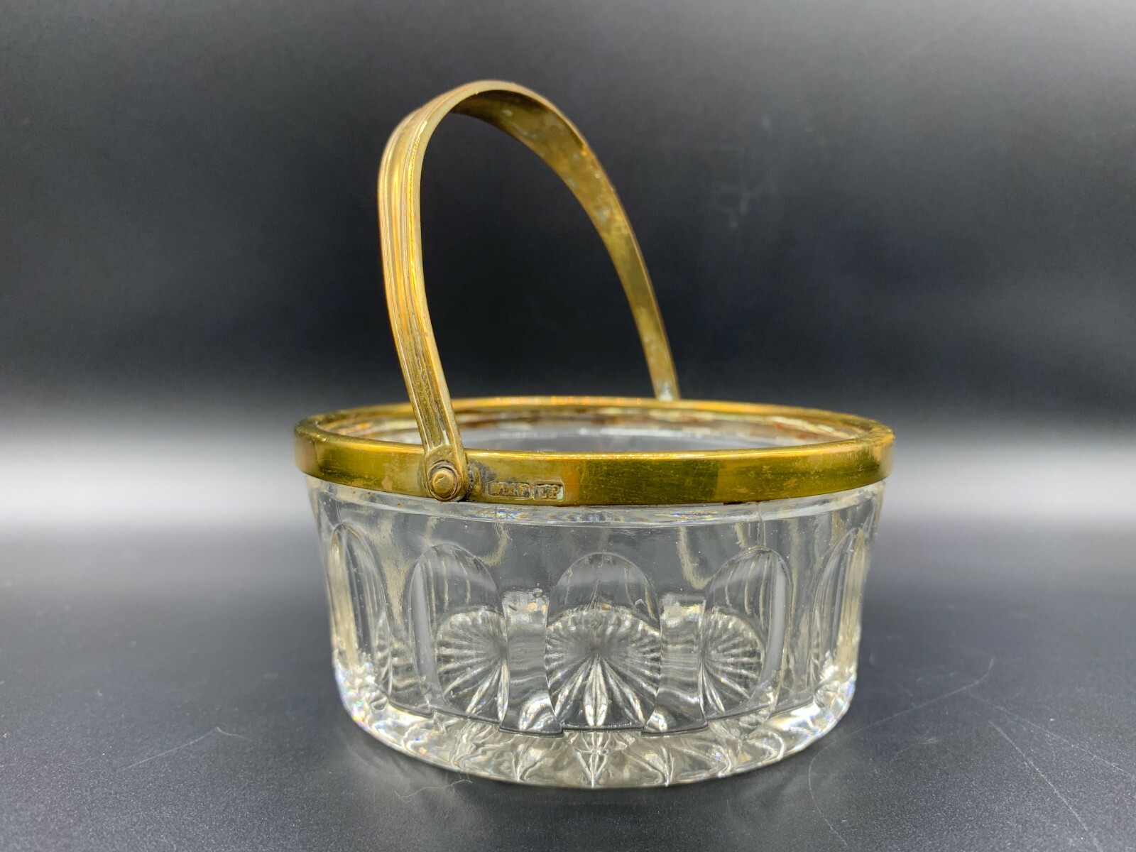 WMF EP Handled Candy Biscuit Jar Box Basket Cut Crystal Glass 1900\'s