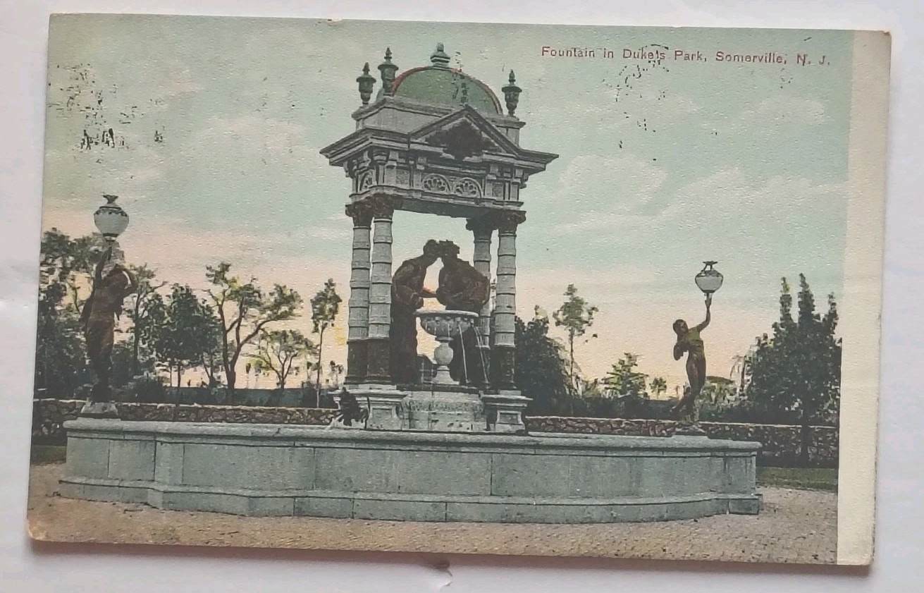 Somerville New Jersey Dukes Park Fountain C1900s Postcard 