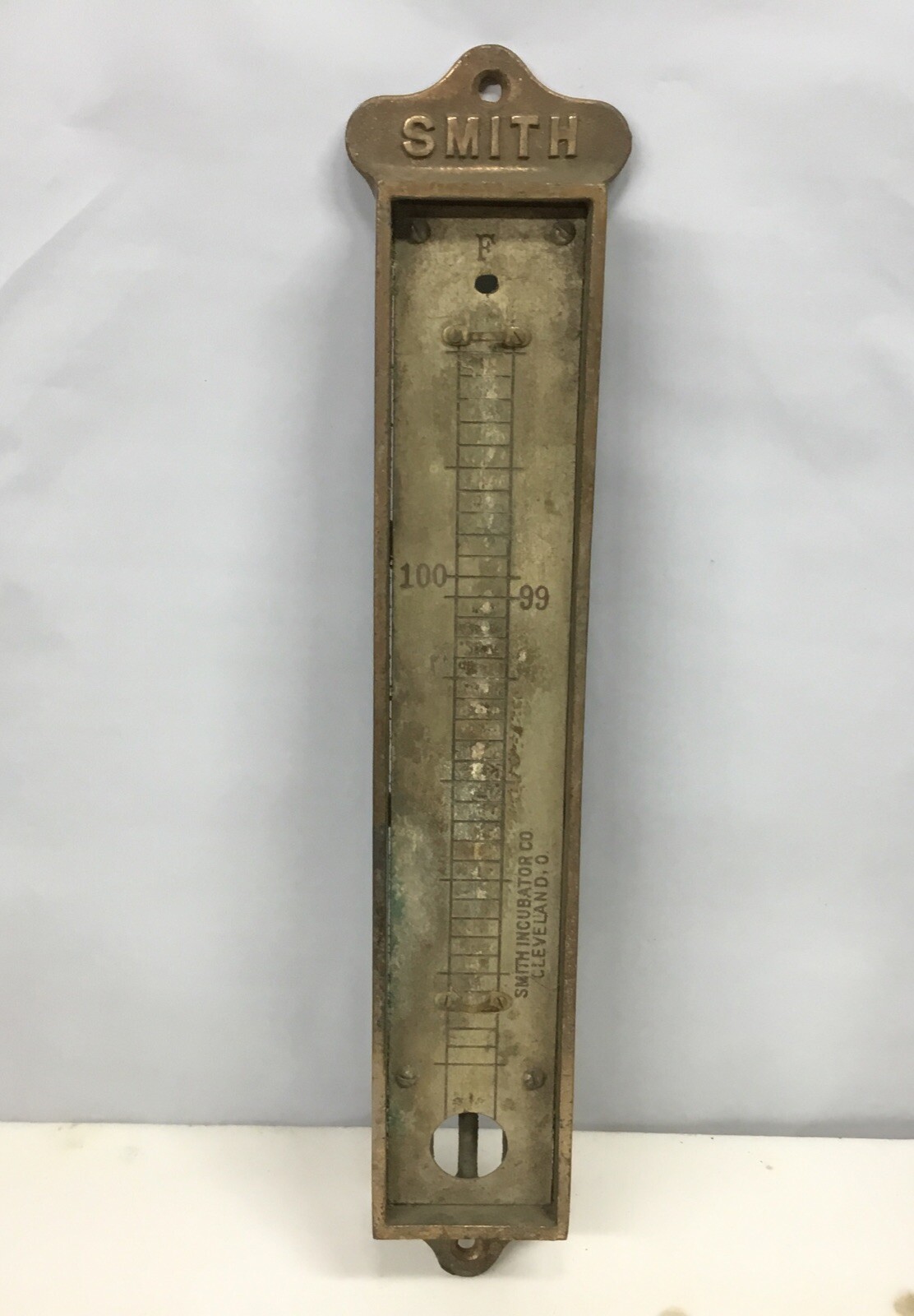 Vintage Heavy Bronze/Brass Smith Incubator Co. Thermometer Housing… [S6-3]