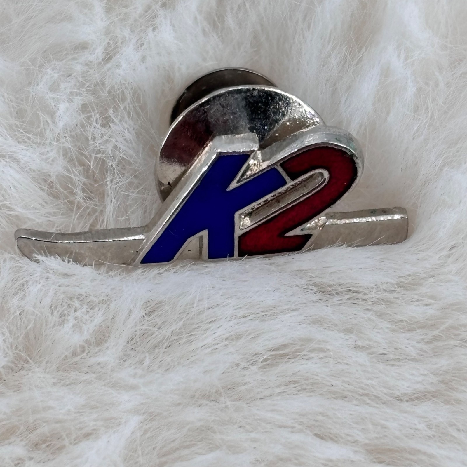 Vtg K2 Sports Ski and Snowboarding Advertising Enamel Lapel Pin Made in Japan