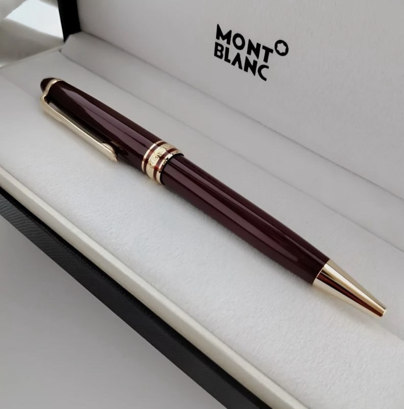Montblanc Meisterstück 164 Burgundy Ballpoint Pen Gold Trim Luxury New in Box