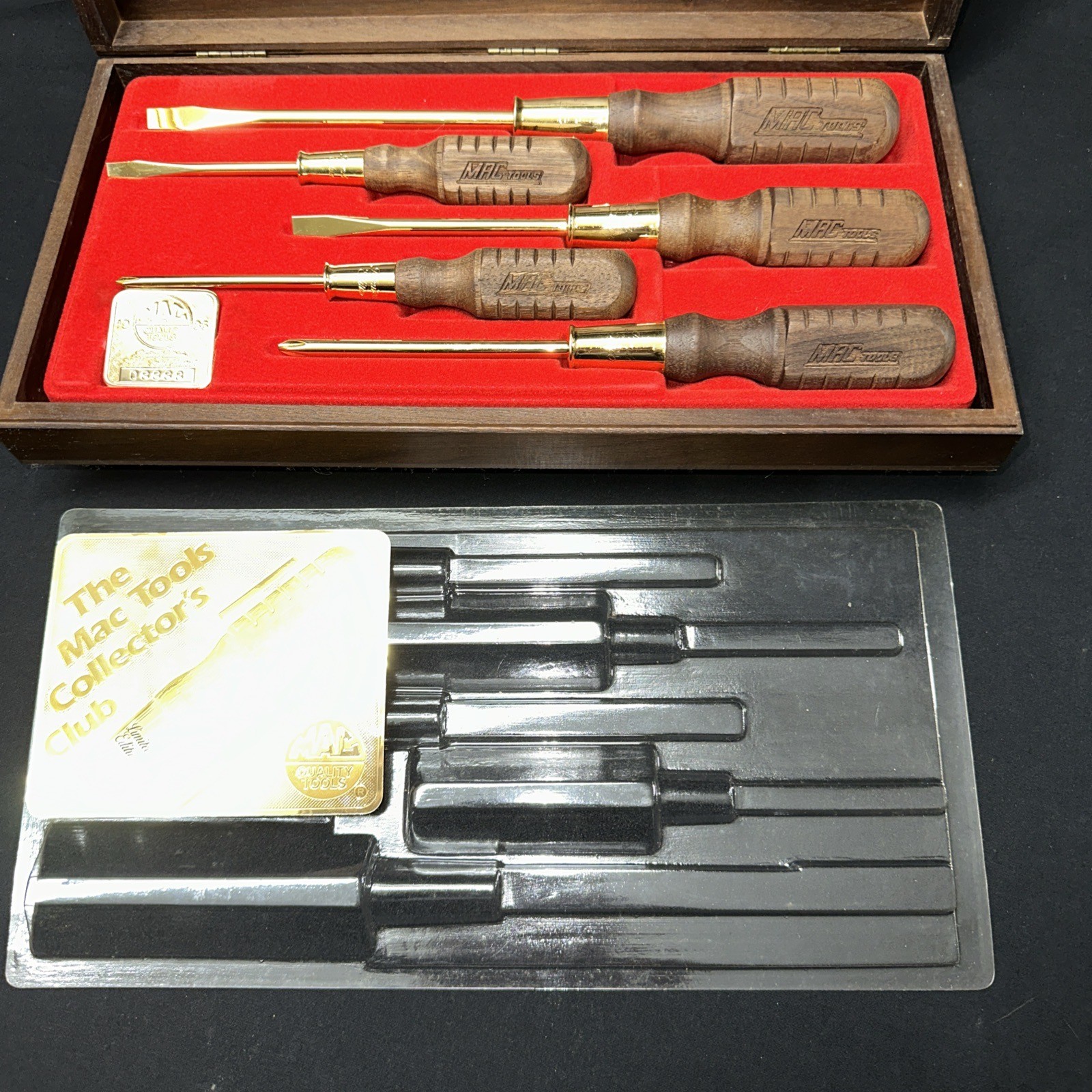 #8888 Mac Tools Gold Screwdriver WOODEN HANDLE Set wood collectors club rare NEW