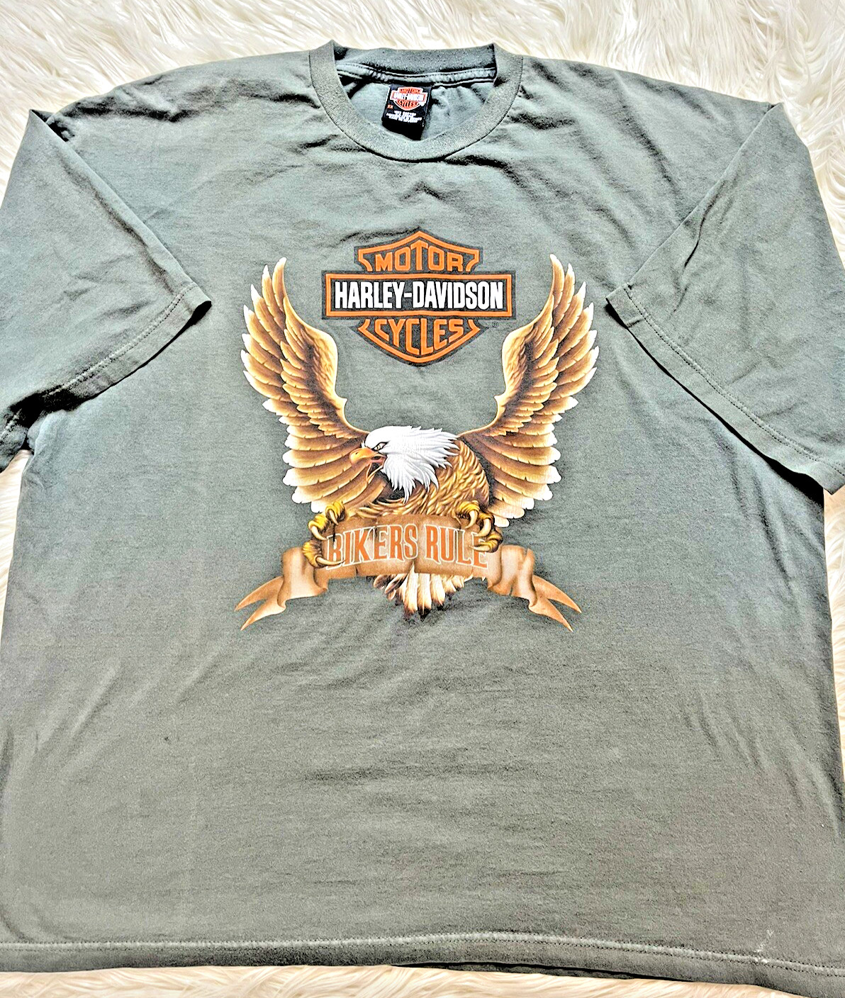 VTG Harley Davidson Cycle Men’s 3X Big  T-Shirt Eagle Riding Free Biker