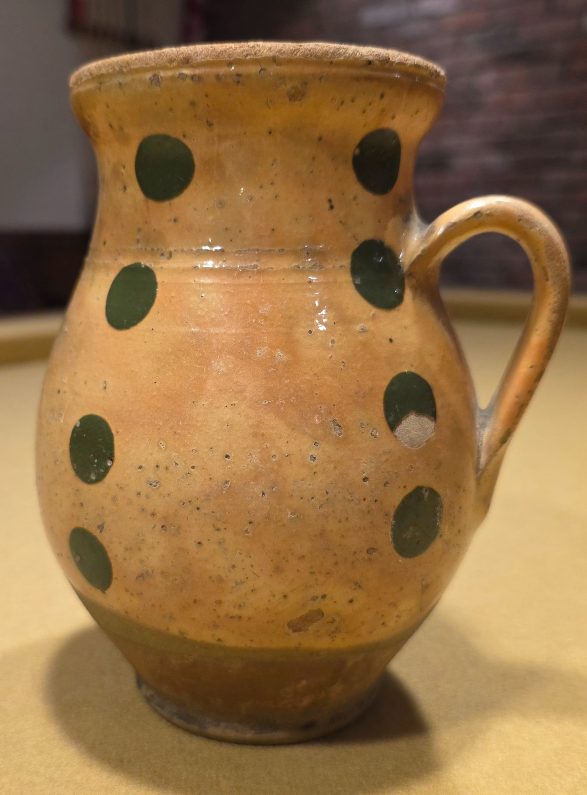 Antique Hand-Painted Hungarian Earthenware Handled Pitcher - Good Condition - 7