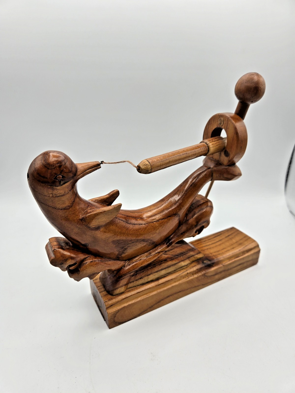 Original Vintage HOVER CRAFT Wooden Motion Dolphin Sculpture Anti-Gravity Float