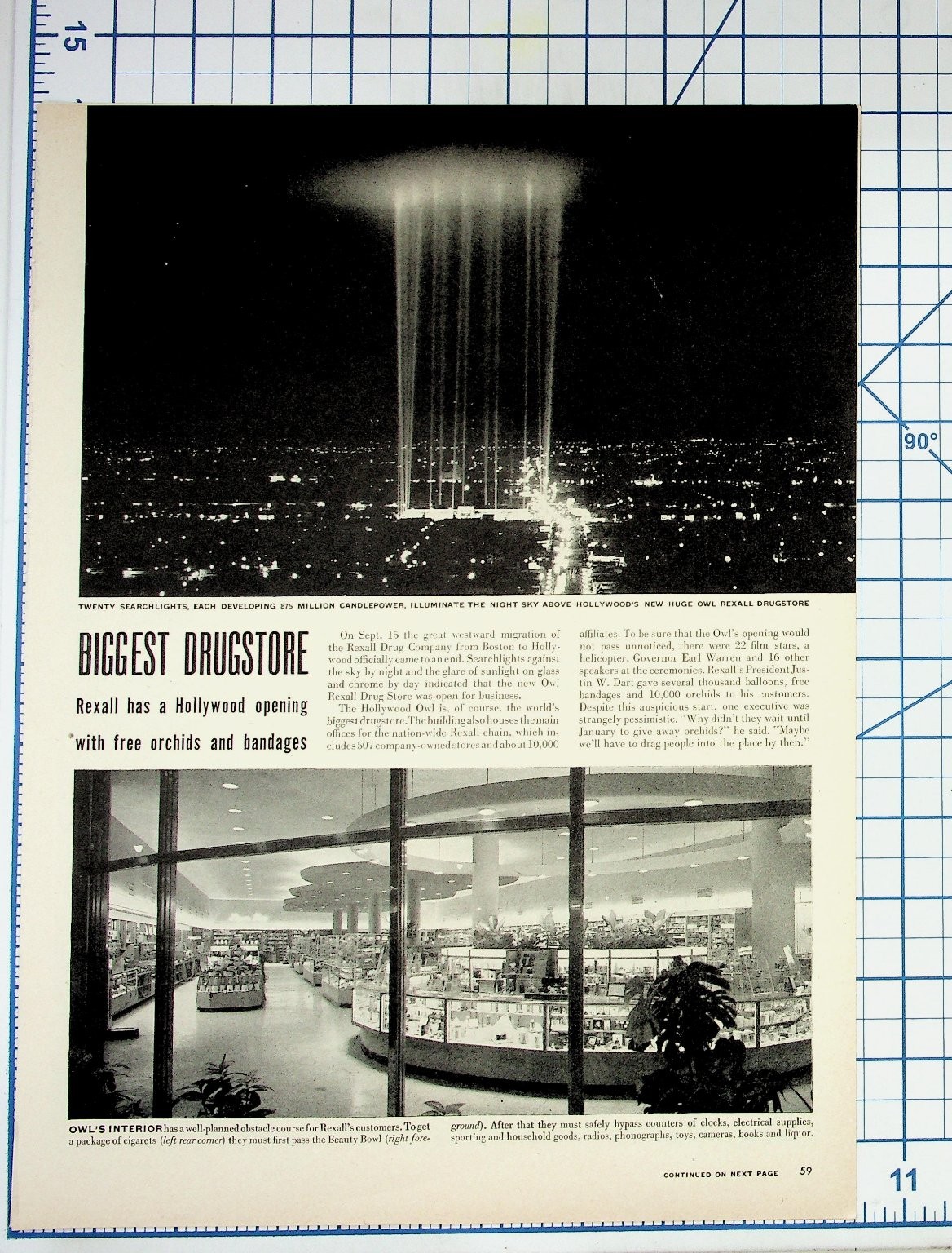 1950s Hollywood Rexall Owl Drugstore Opening Magazine Ad Ephemera 1950s Hollywood Rexall Owl Drugstore Opening Magazine Ad Ephemera