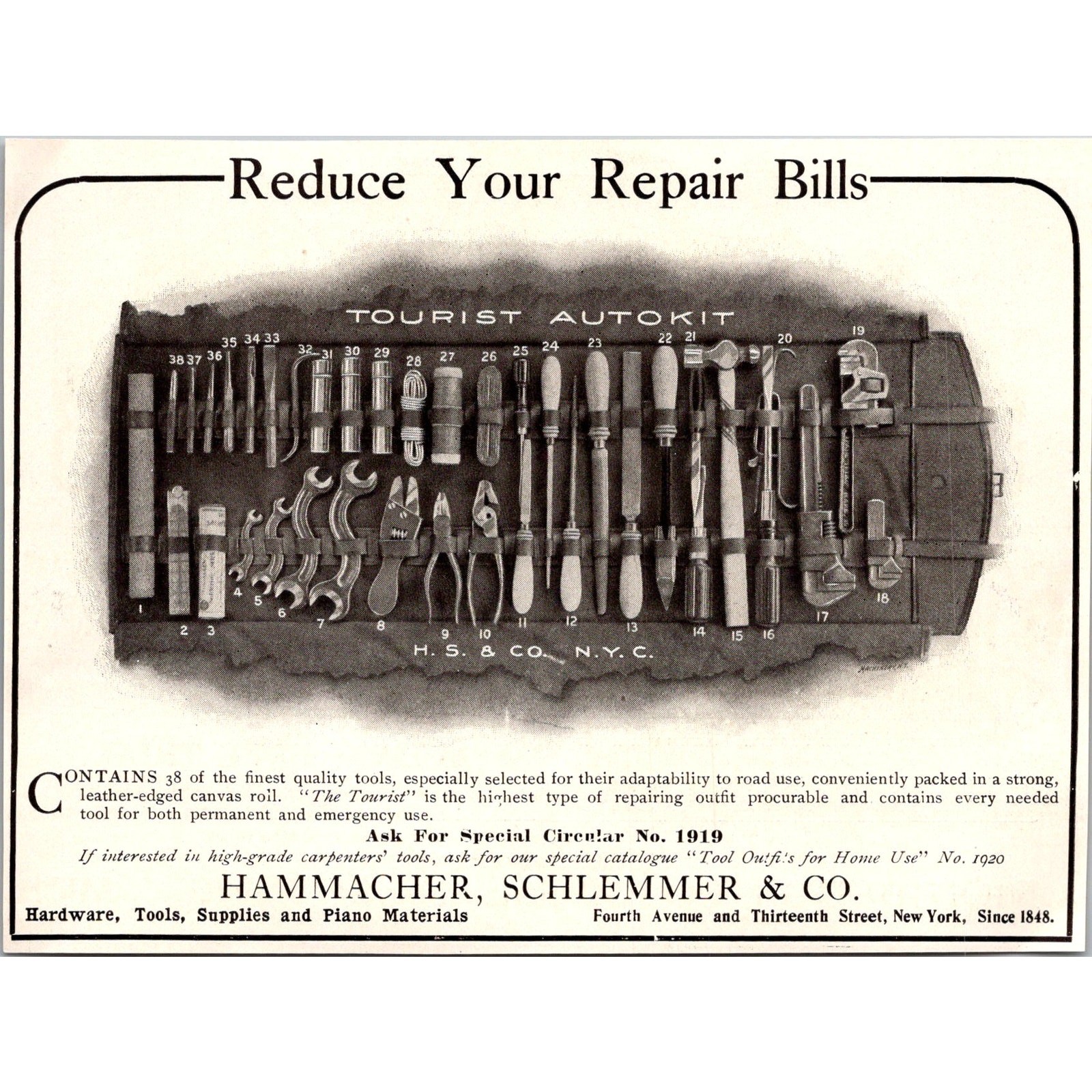 Hammacher, Schlemmer & Co. Hardware Tools Supplies New York NY 1906 Ad SAH6-H1