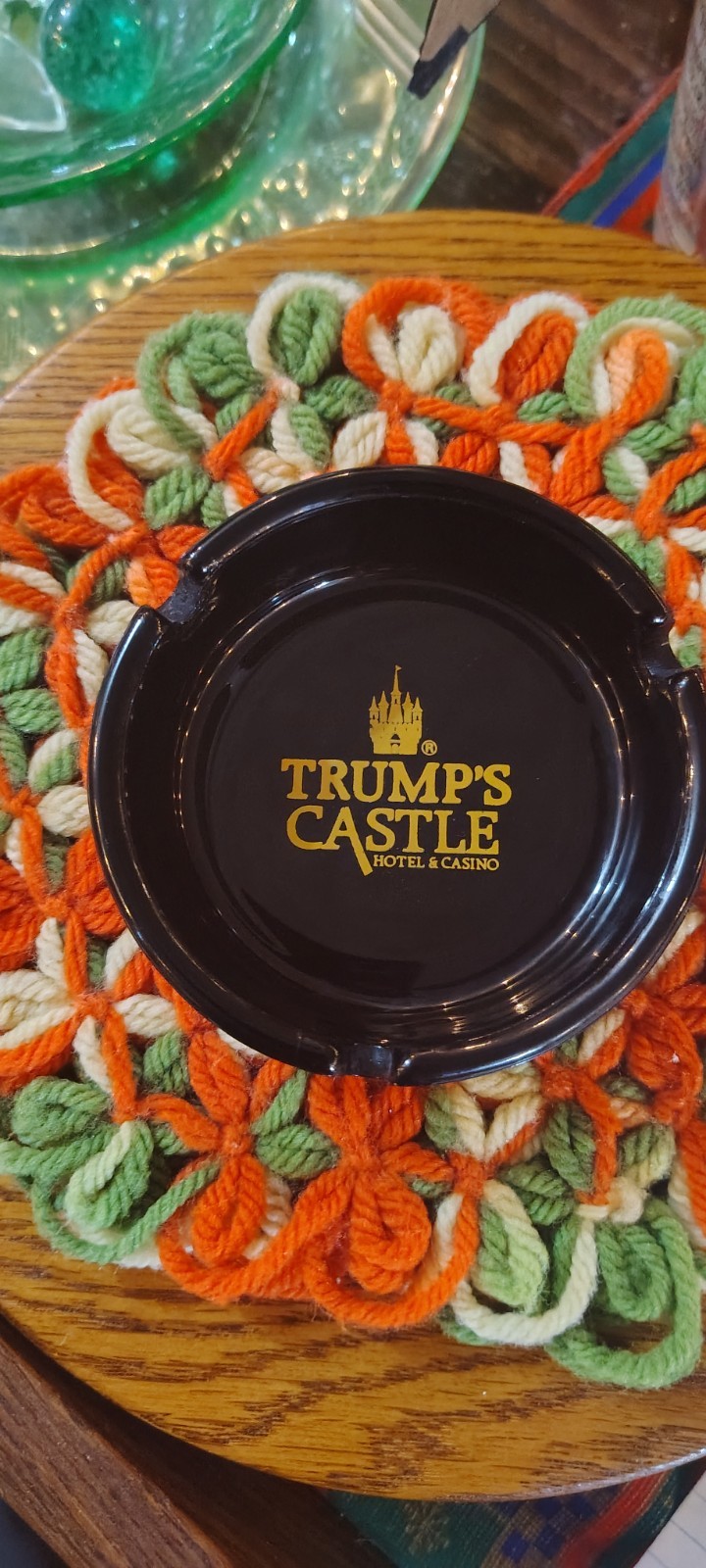 Trump\'s Castle Atlantic City Black Ashtray Vintage 1980\'s