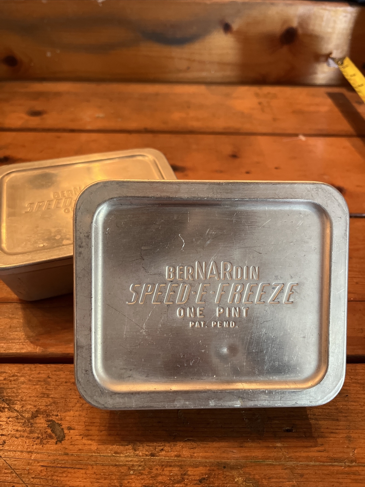 2 Lot of 2 Antique 1950s BerNARdin Speed-E-Freeze 1 Pint Aluminum Tin USA