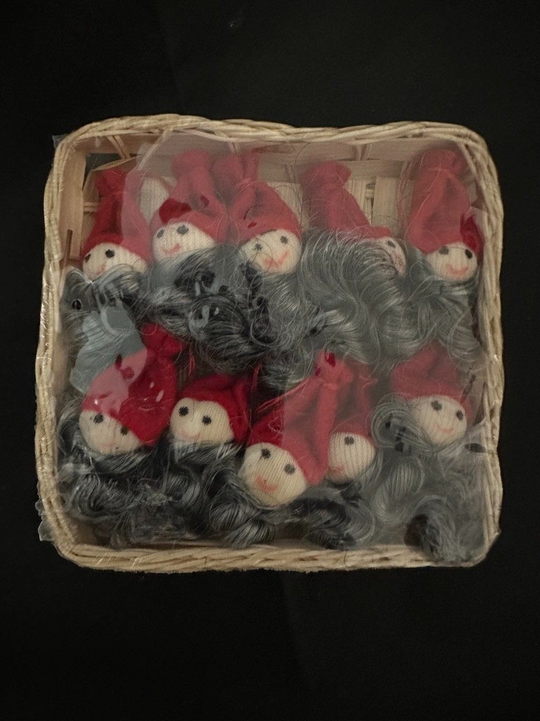 IKEA Kotte Mini Christmas Ornaments Vinterfest Gnome Elves in Basket Yrsno 2010