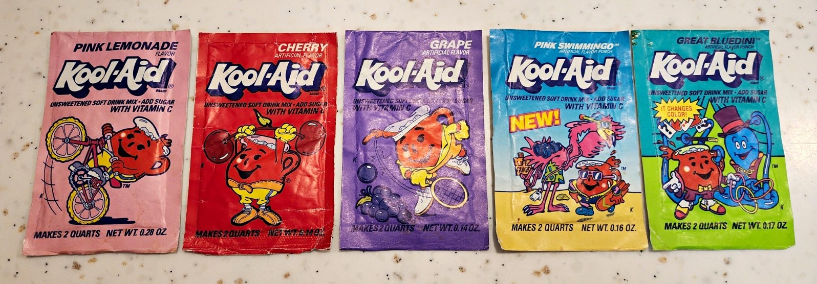 Vintage Kool-Aid Unsweetened Drink Mix Packet Lot - Cherry Grape Pink Lemonade