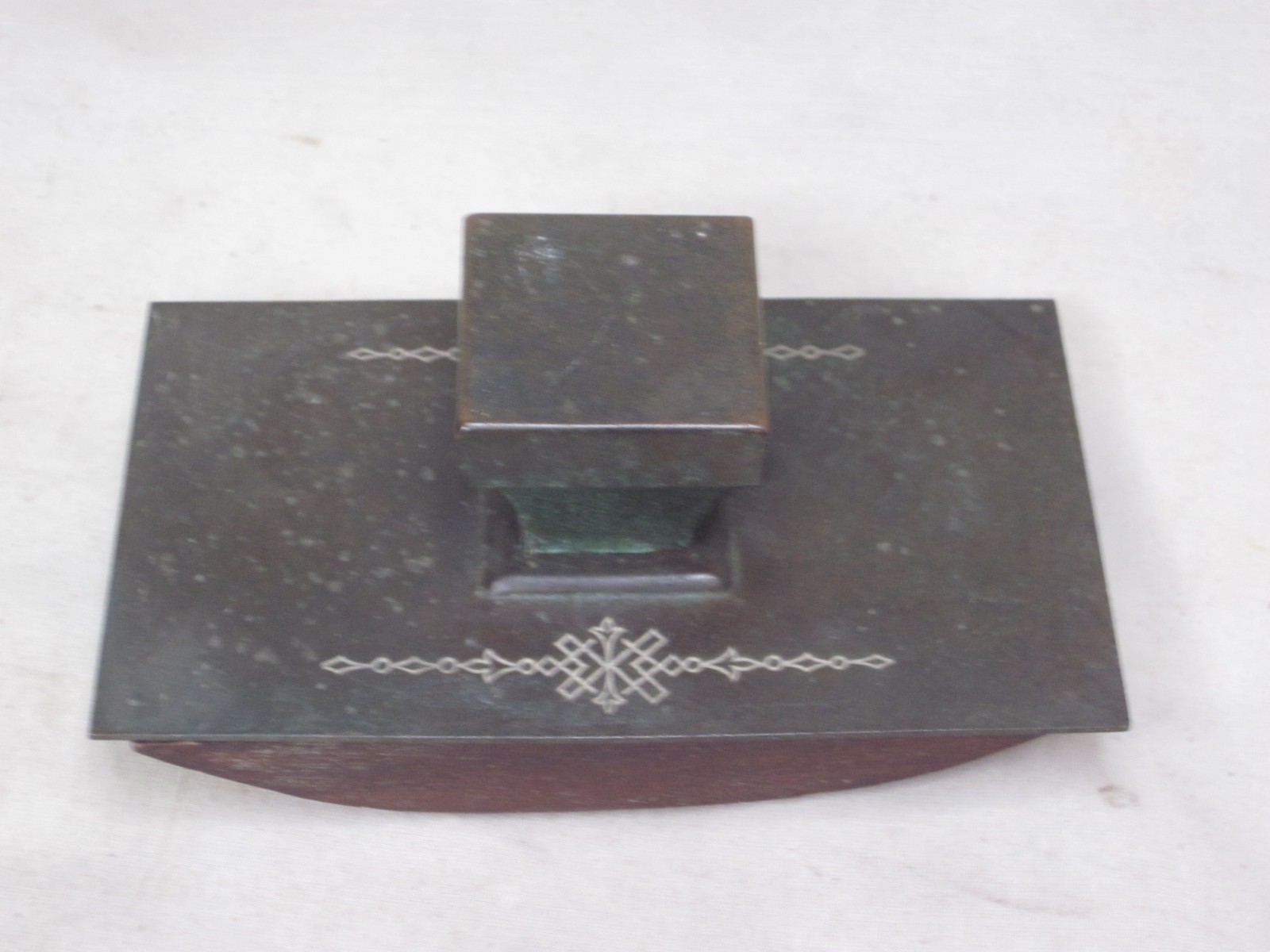 vintage antique ink pen blotter bronze rocker arts crafts Art Deco metal & wood