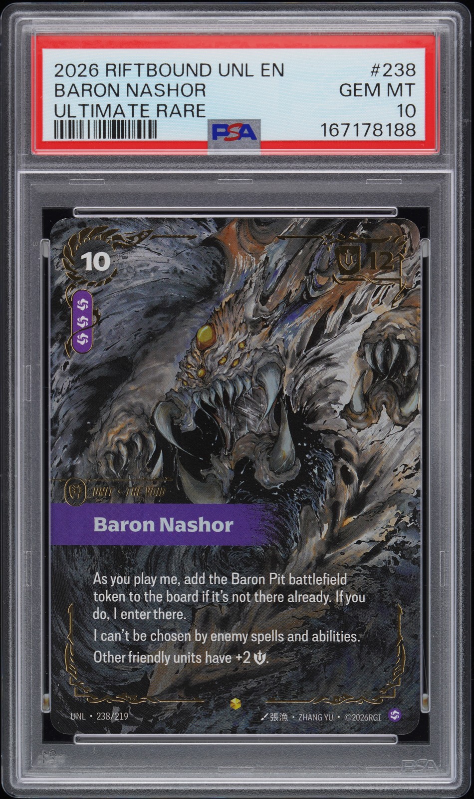 2026 RIFTBOUND: LEAGUE OF LEGENDS UNL-UNLEASHED #238 BARON NASHOR PSA 10