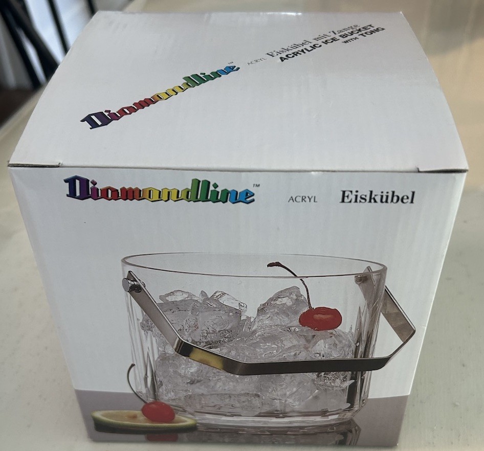 VTG Acrylic Ice Bucket With Tong Made In Germany New Open Box