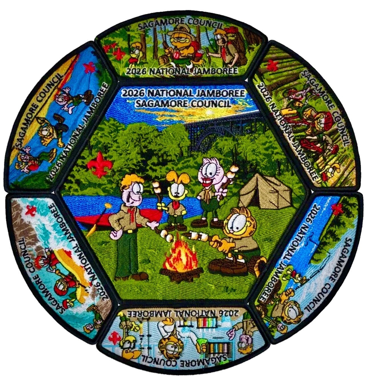 BOY SCOUT BSA SAGAMORE COUNCIL 173 OA 2026 JAMBOREE 7-PATCH JSP GARFIELD RARE
