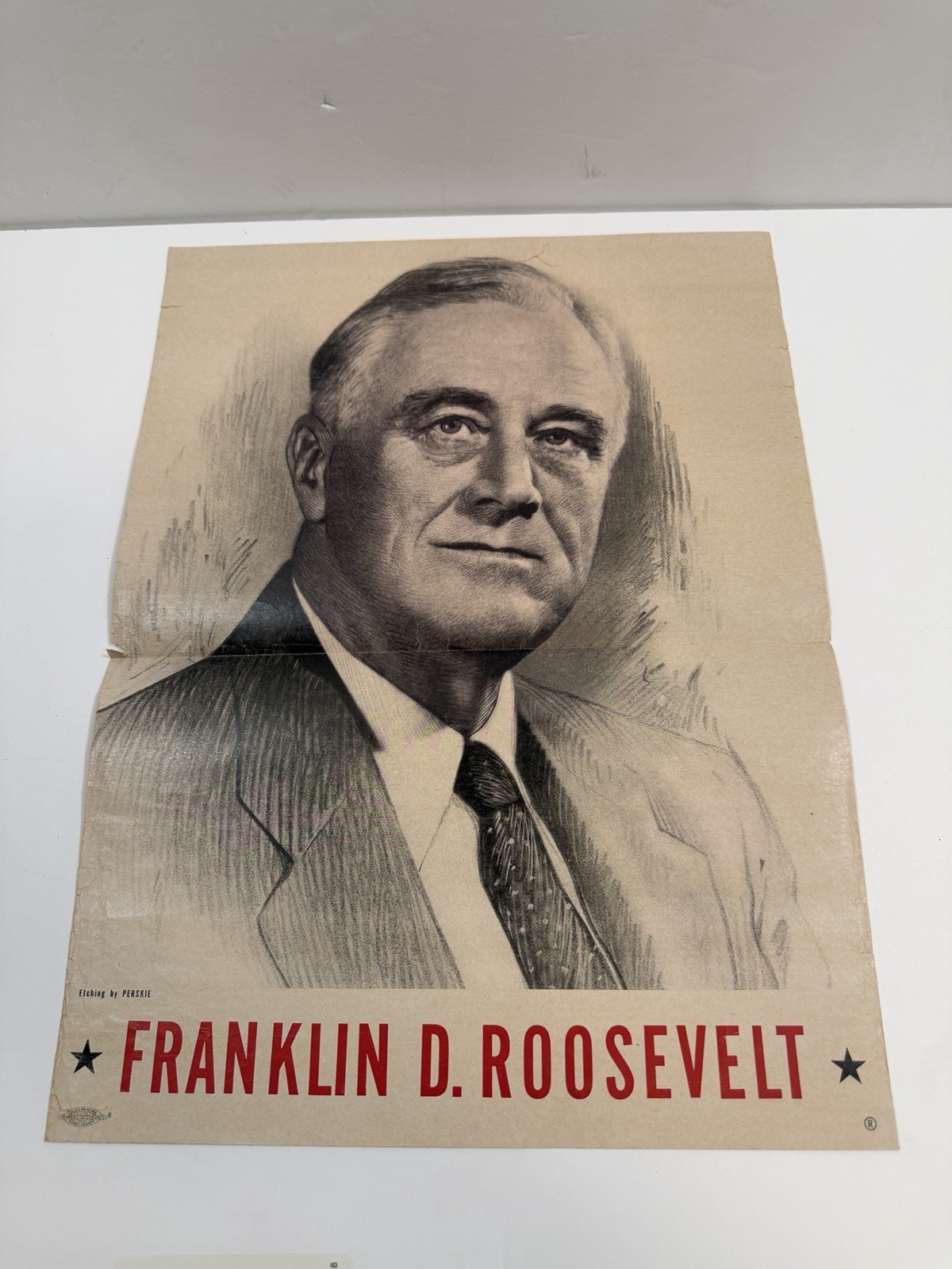1932 Franklin D Roosevelt Presidential Campaign Political Poster RARE Original