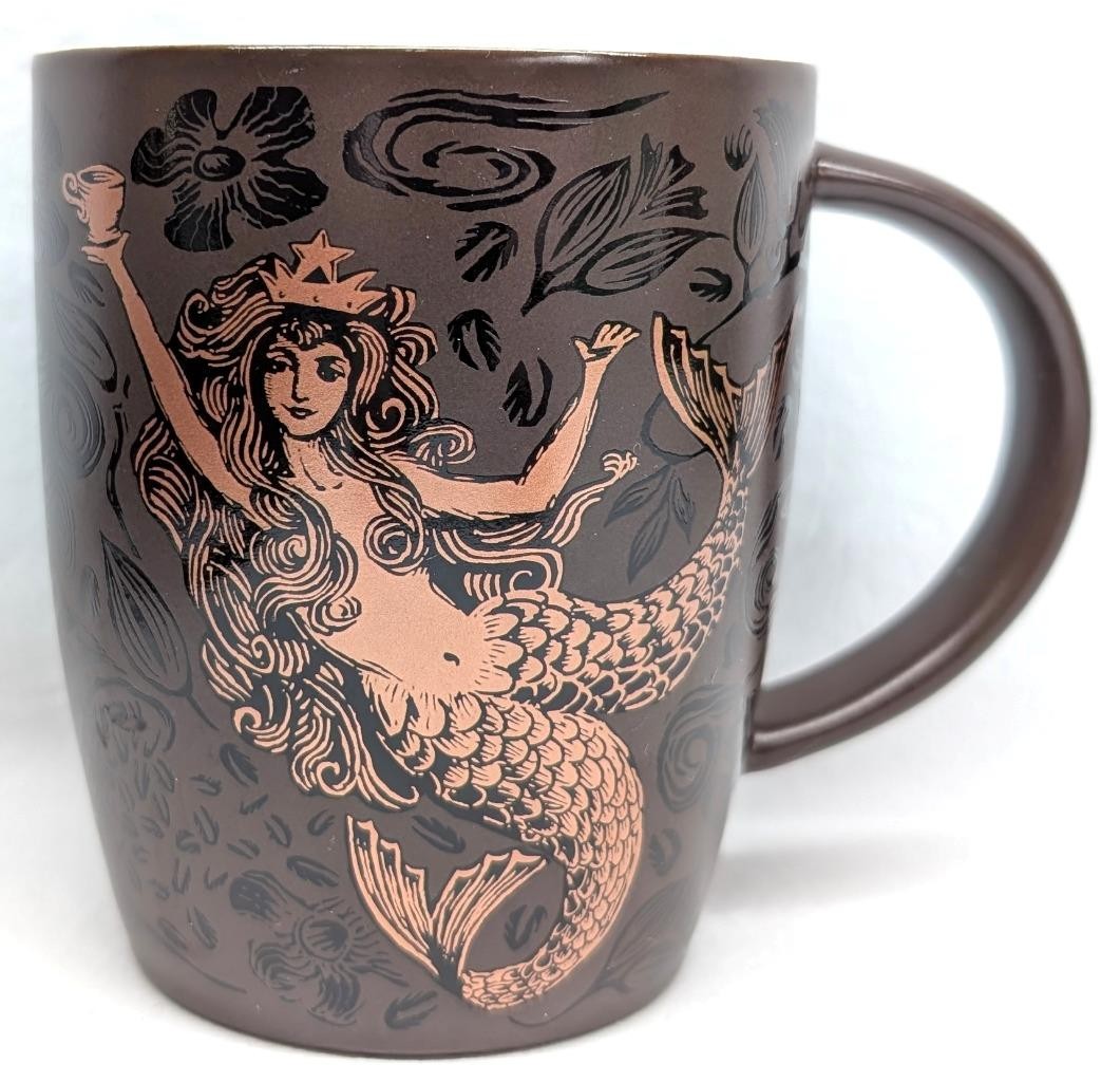 Starbucks 2011 40th Anniversary Brown Copper Split Tail Siren Mermaid Mug
