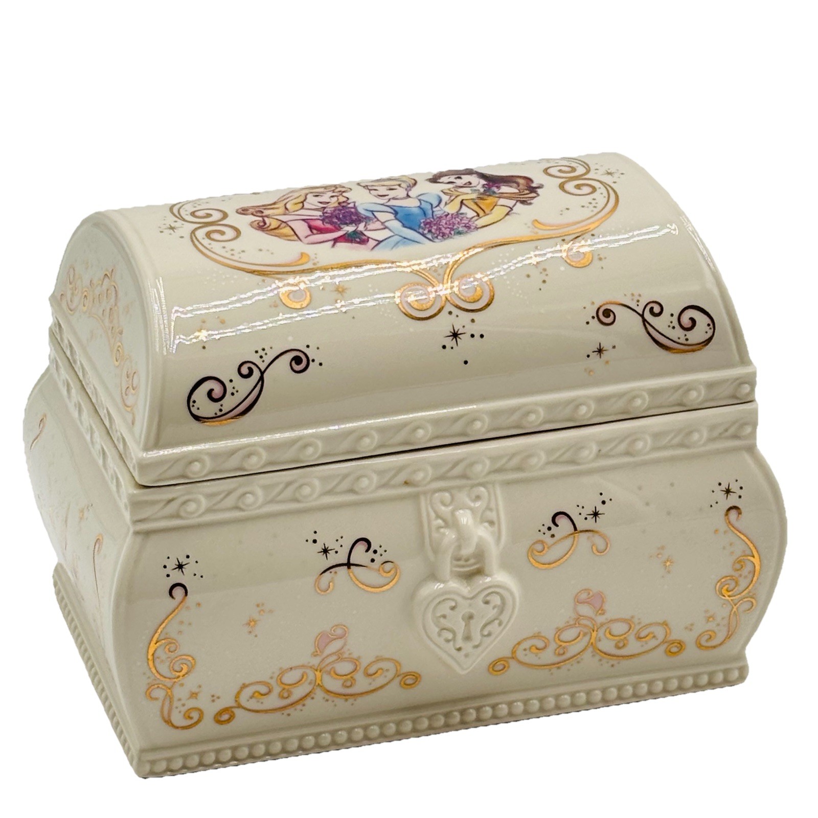 Lenox China Disney Princess Jewelry Box #811905 With Lid Gold Accents Retired